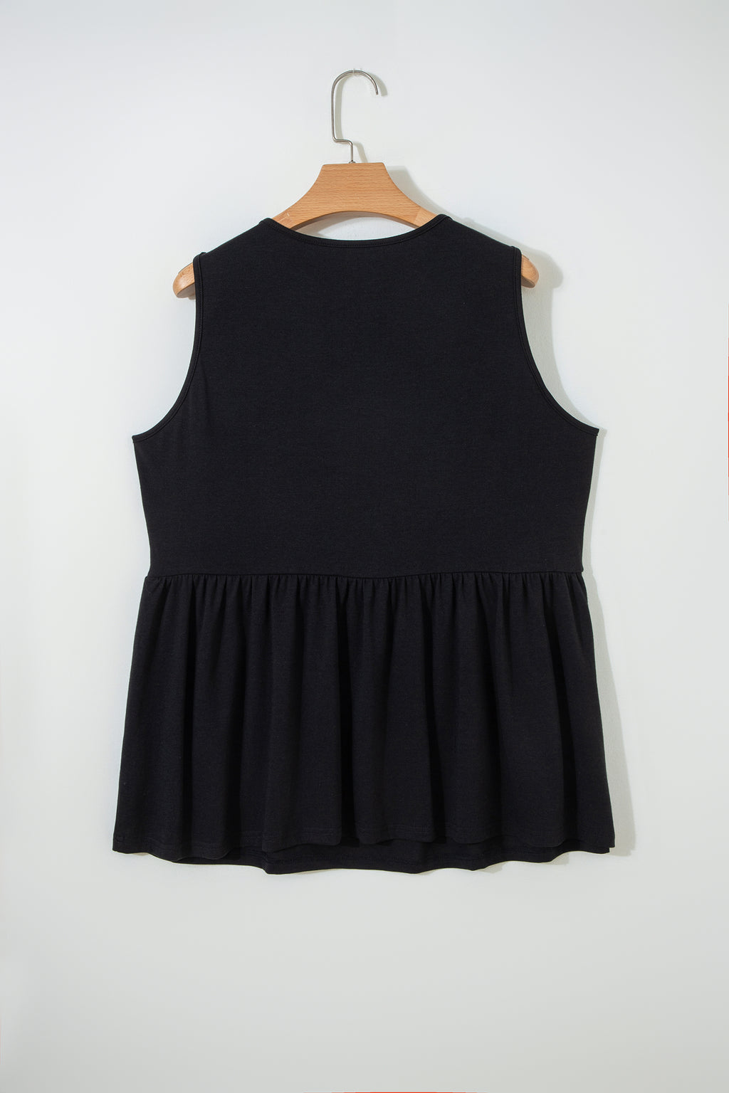 Coffee Plus Size Solid Color Bow Tie Peplum Tank Top
