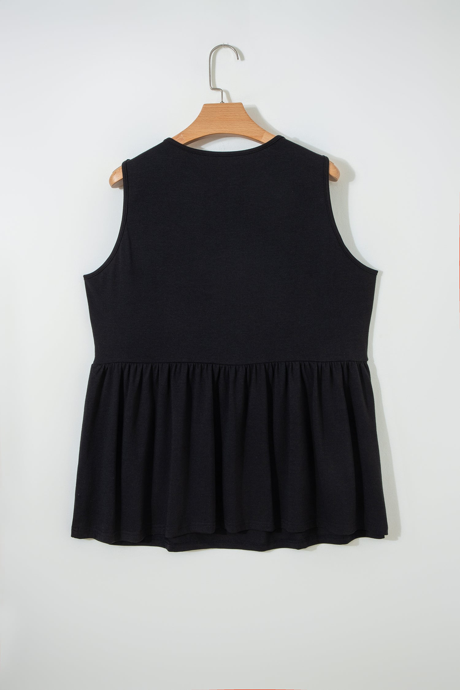 Coffee Plus Size Solid Color Bow Tie Peplum Tank Top