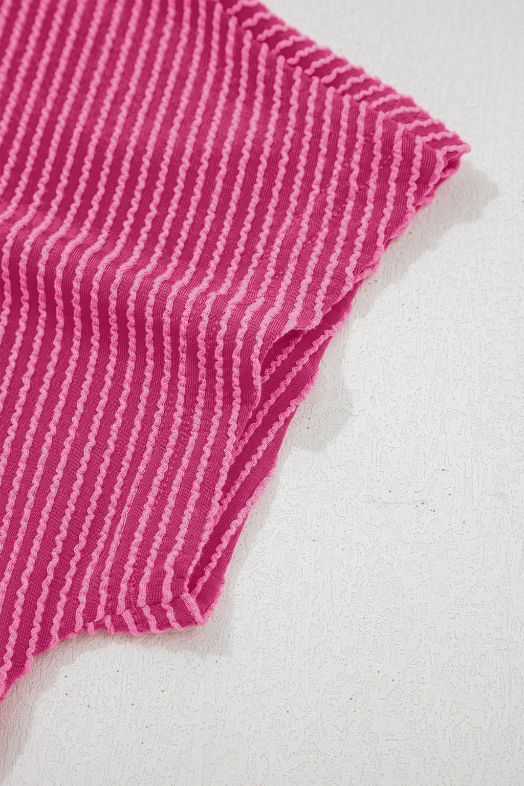 Bright Pink Striped Ribbed Knit T-shirt Shift Dress