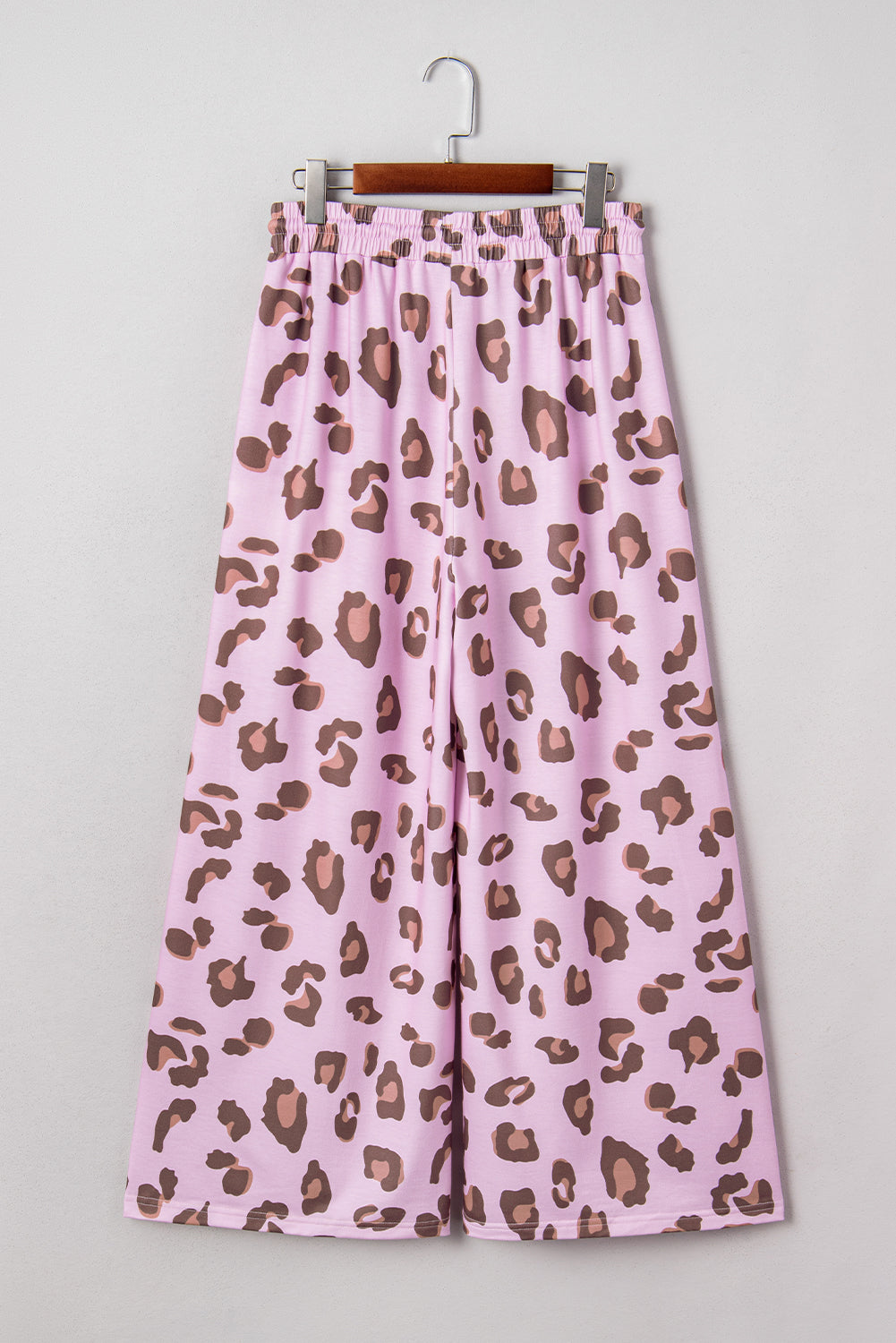 Beige Drawstring Leopard Print Patch Pocket Loose Pants