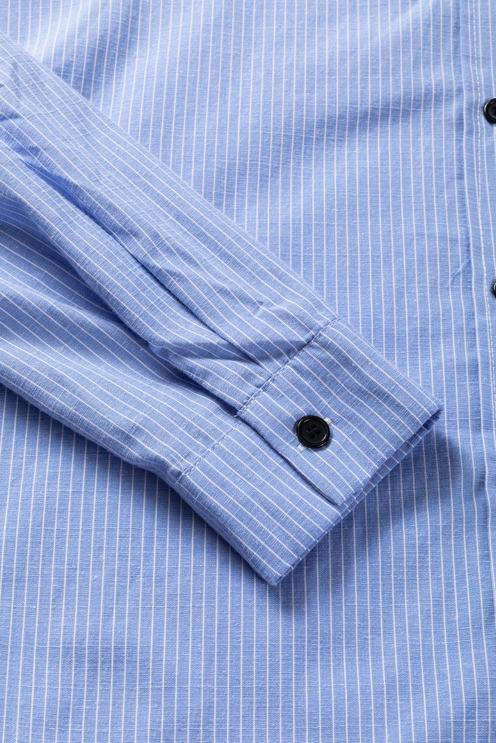 DEAR-LOVER Stripe Roll-tab Sleeve Pocketed Long Shirt