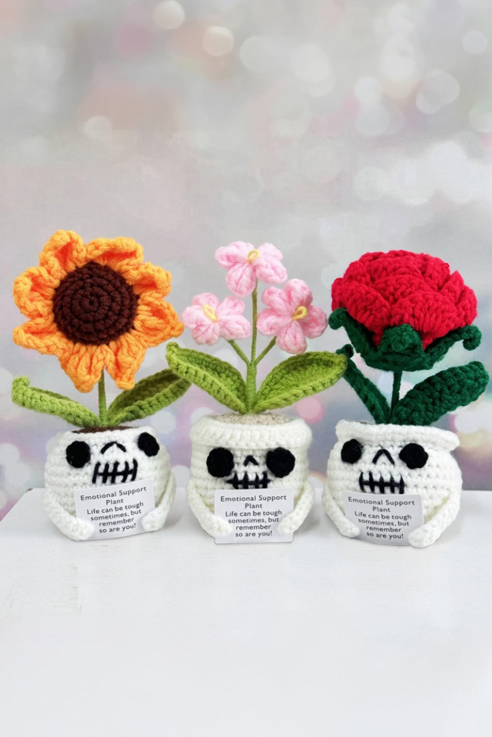 Orchid Bouquet Handmade Crochet Flower Pot Home Decoration