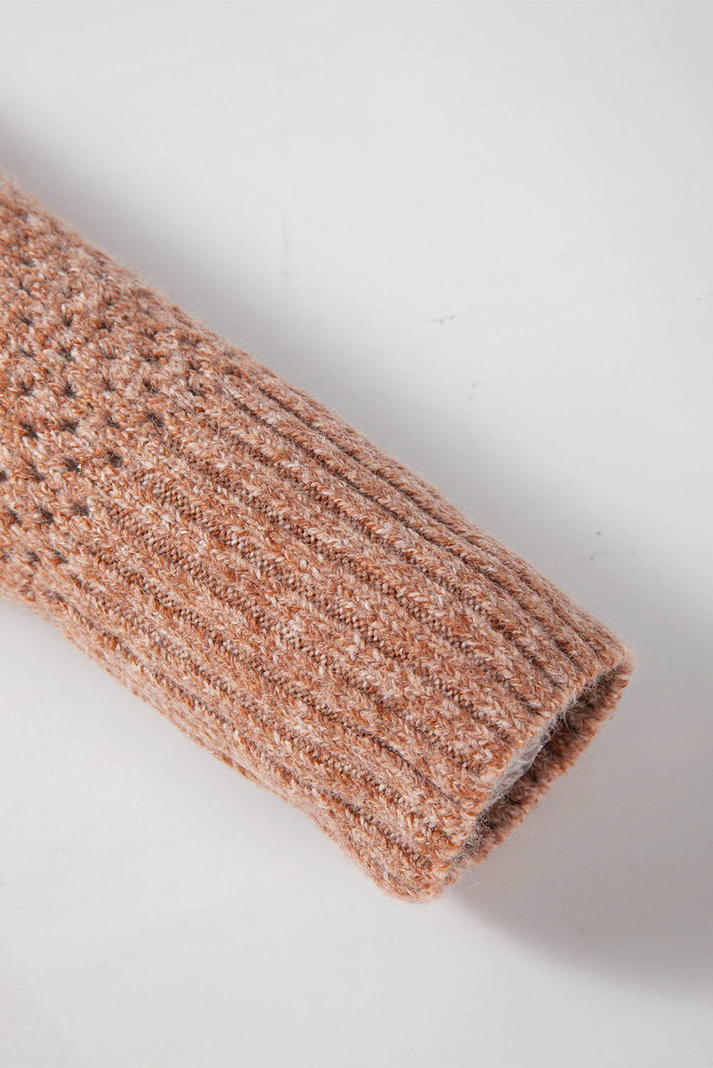 Parchment Loose Eyelet V Neck Drop Shoulder Sweater
