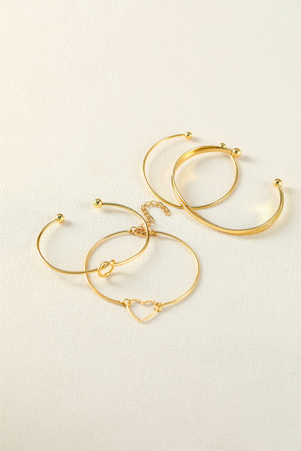 Gold Love Geometric Cross Plated Bracelet 4-piece Set