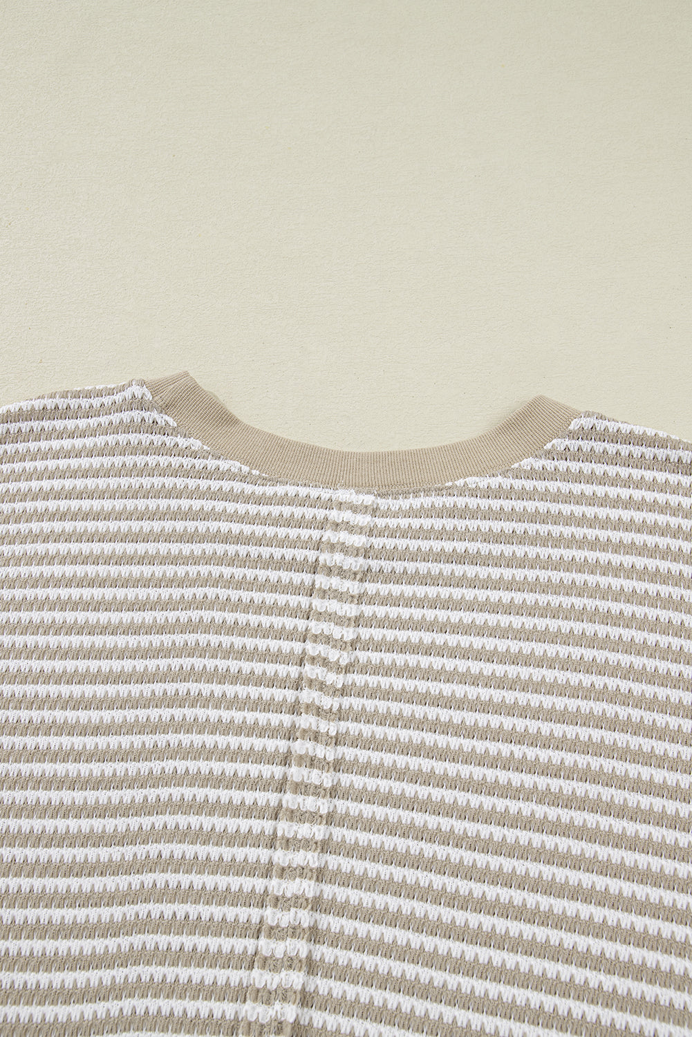 Red Stripe Ribbed Trim Drop Shoulder Long Sleeve Oversize Top