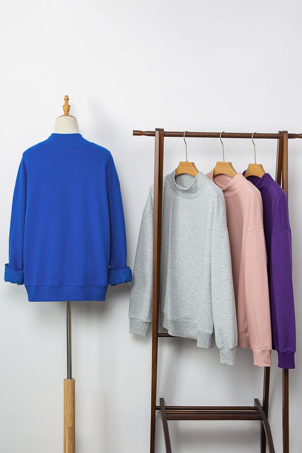 Bright Pink Oversize Blessed Embroidered Mock Neck Sweatshirt
