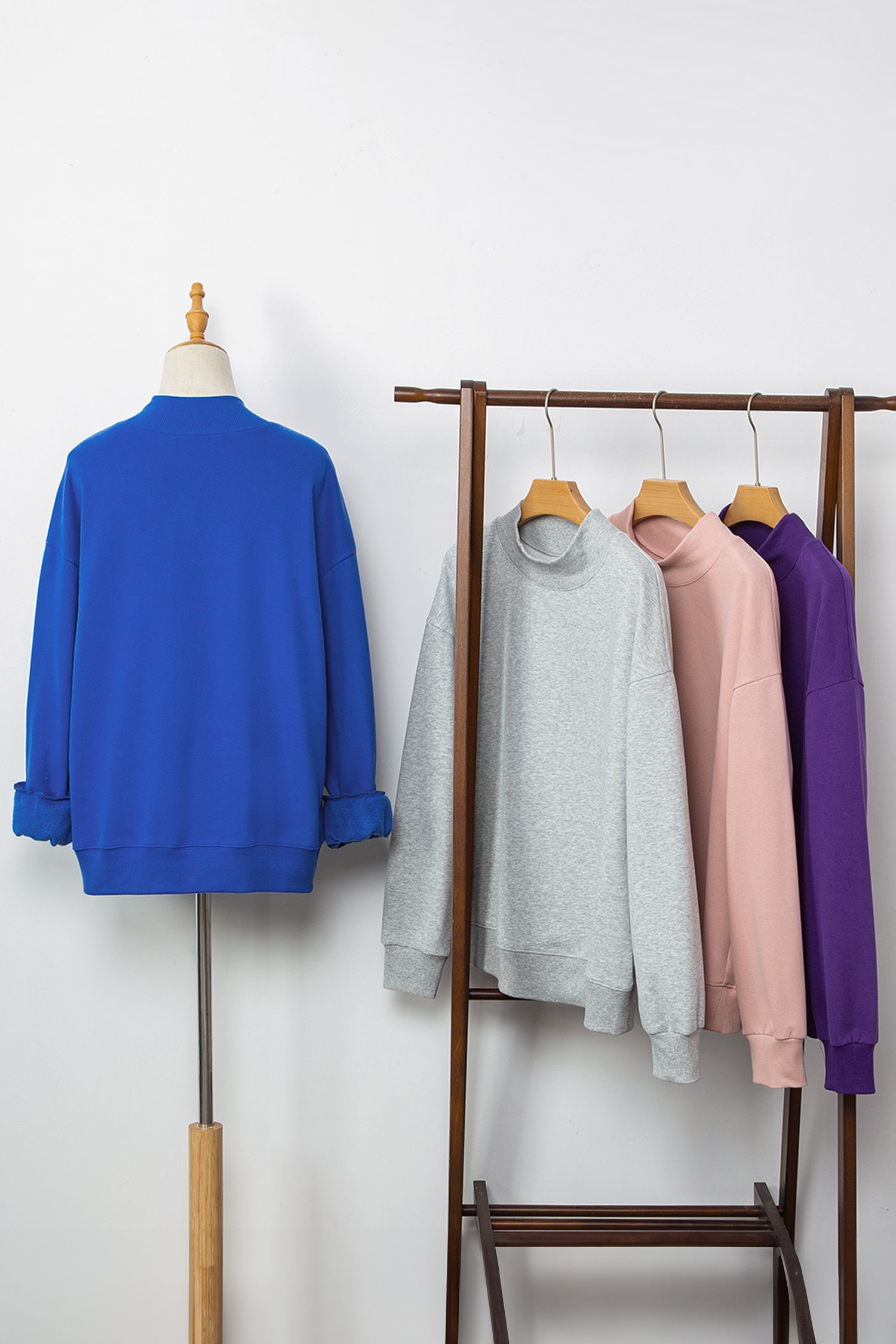 Bright Pink Oversize Blessed Embroidered Mock Neck Sweatshirt