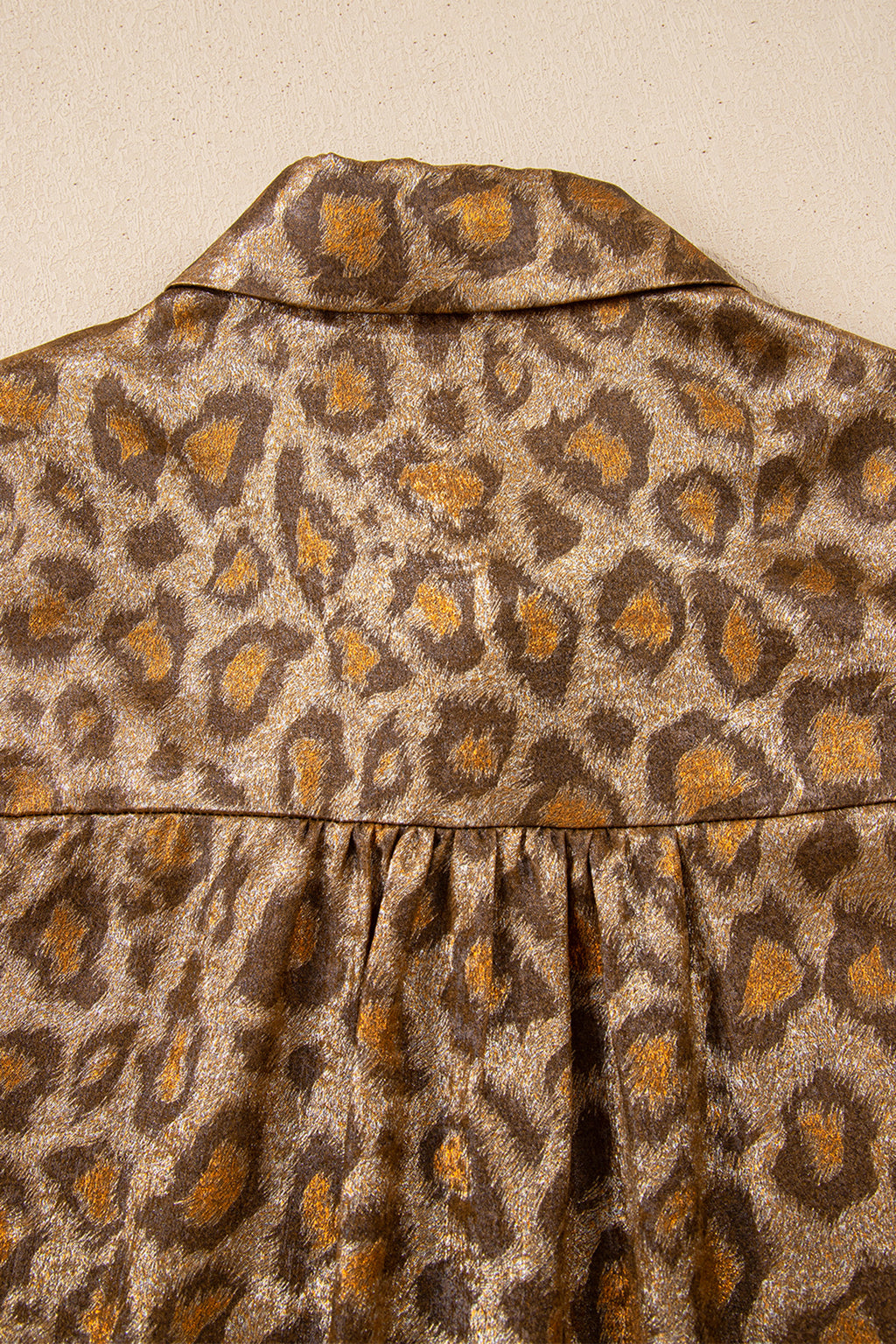 Gold Metallic Leopard Short Sleeve Casual Shirt