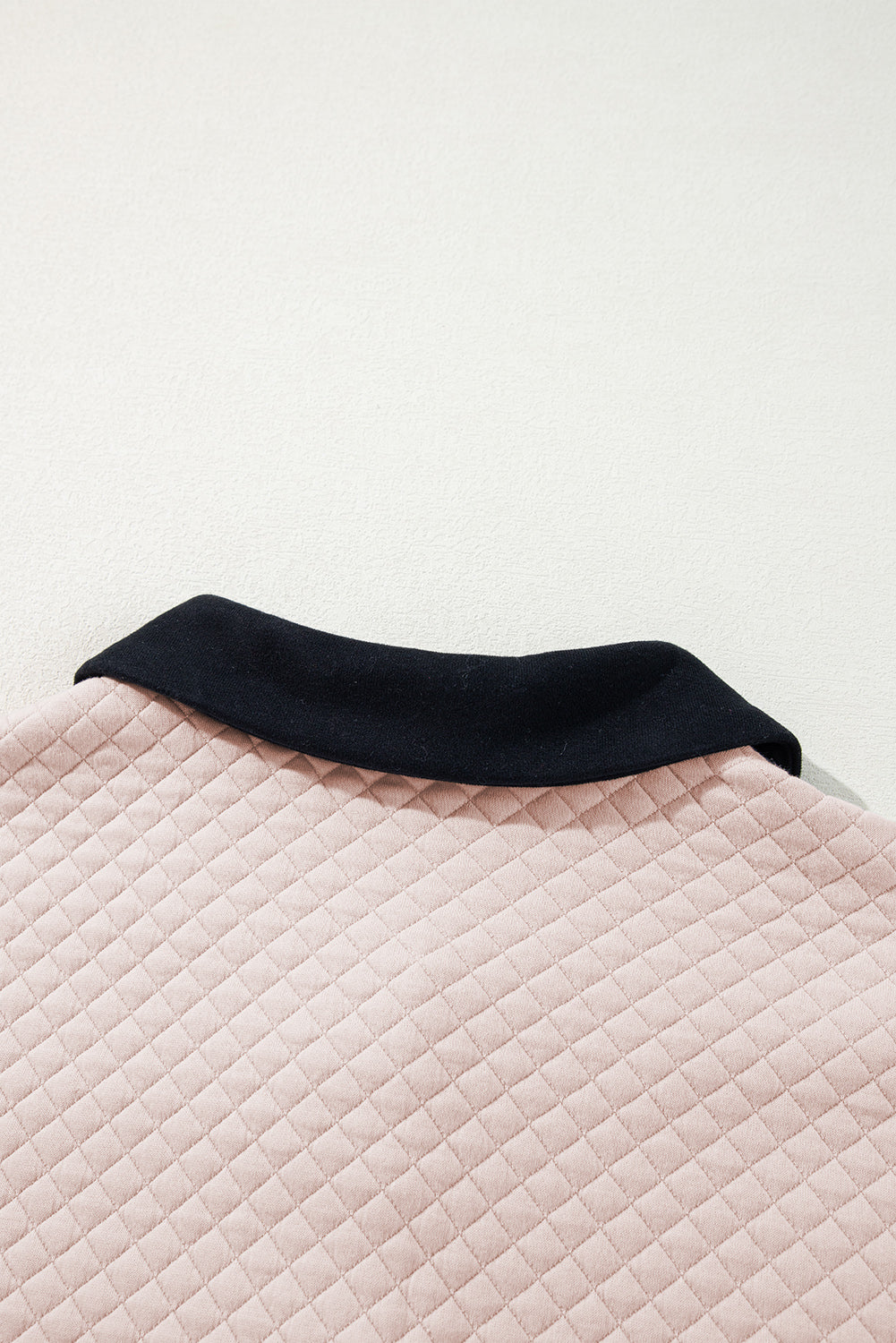Oatmeal Textured Colorblock Edge Buttoned Collar Sweatshirt