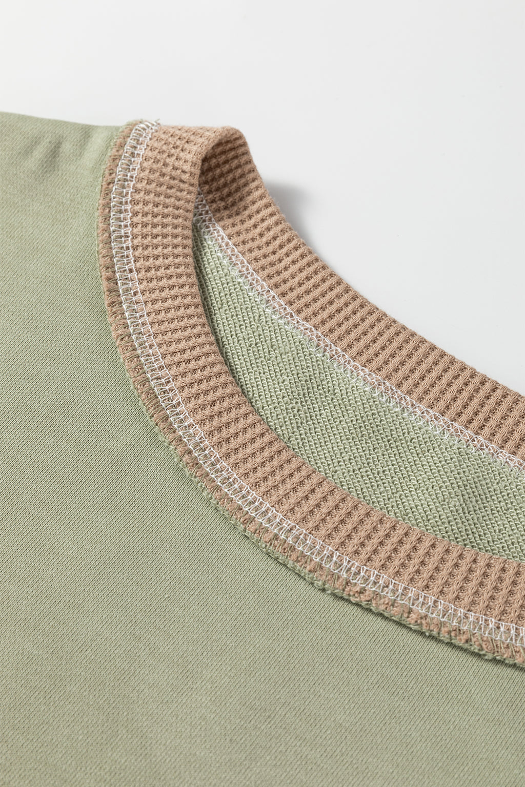 Light Pink Color Block Mix Texture Waffle Patchwork Oversize Sweatshirt