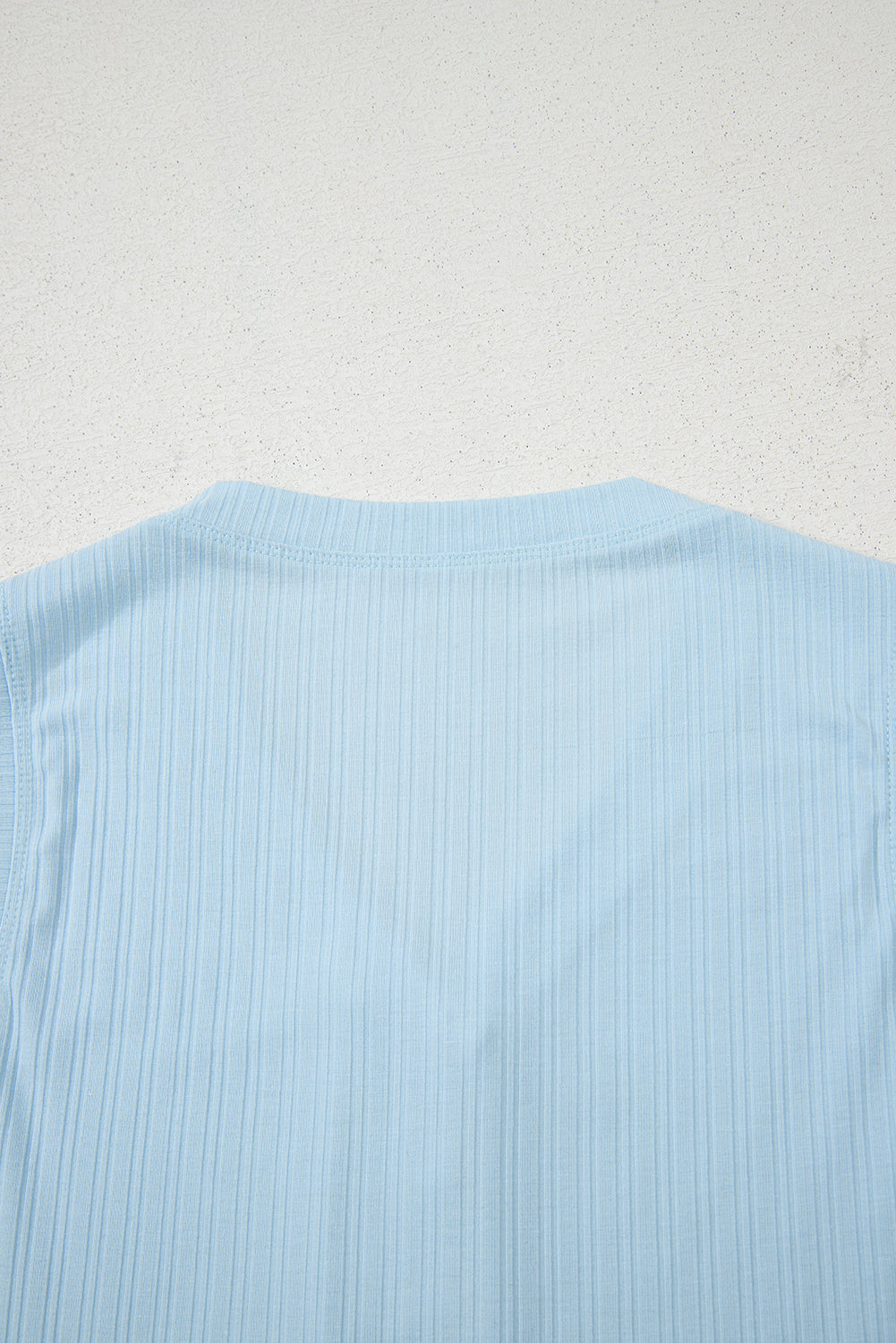 Mint Green Ribbed Button V Neck Tank Top and Shorts Set