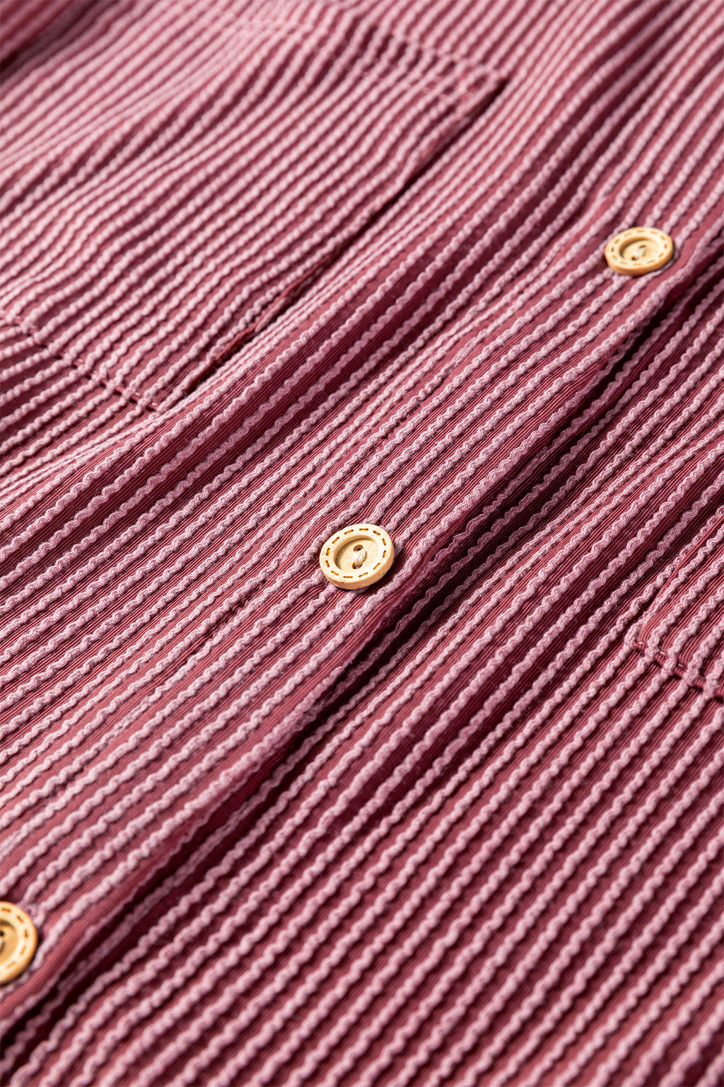 Fiery Red Pink Roll Tab Sleeve Ribbed Cording Shacket