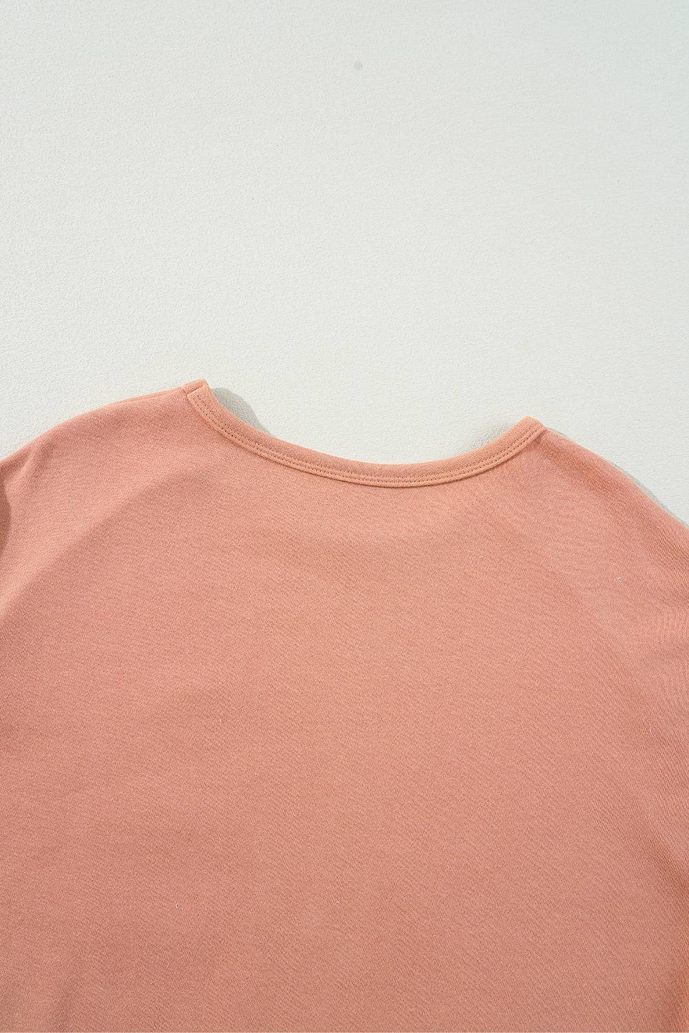 Beige Flower Patch Graphic Exposed Seam Wide Sleeve Top