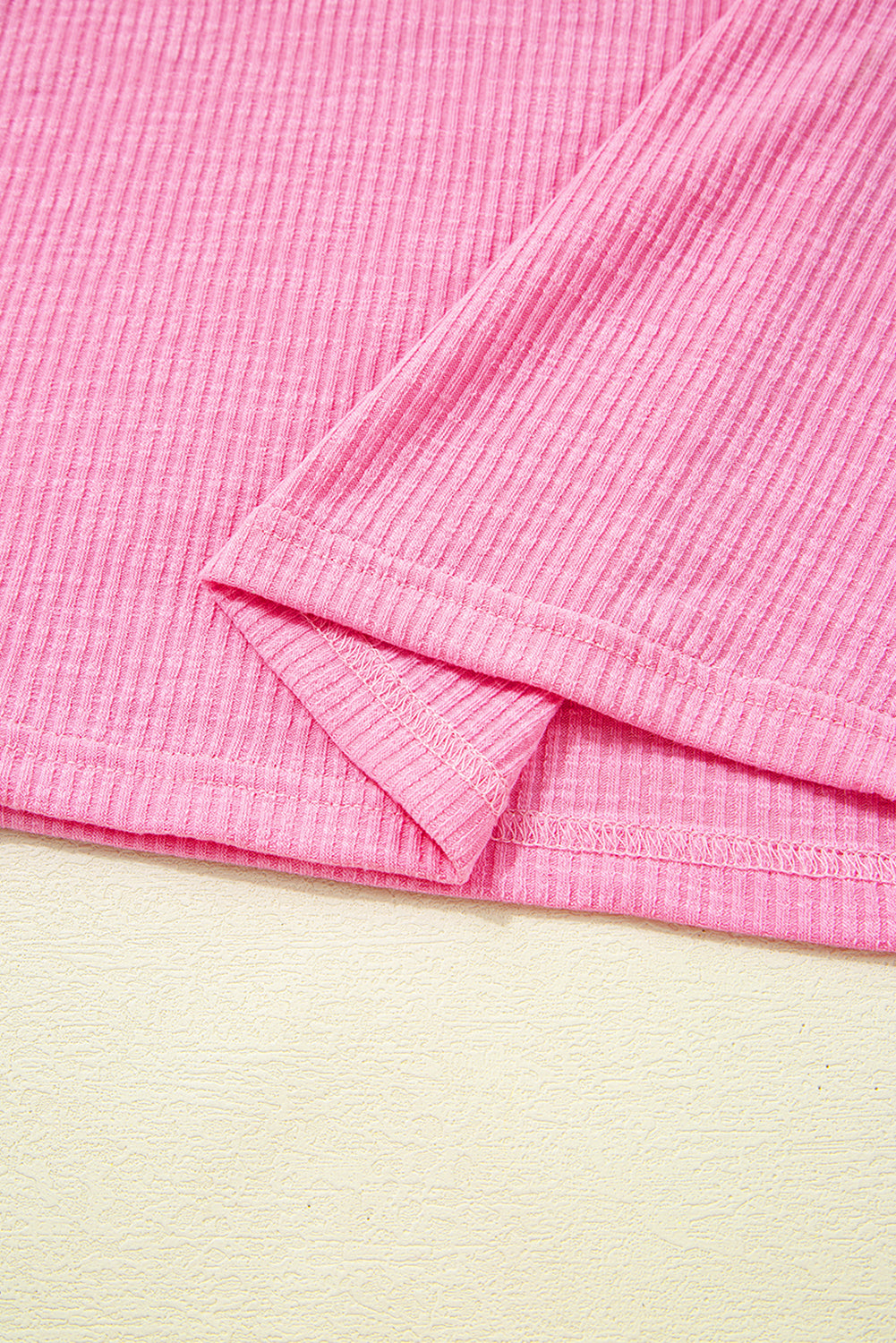 Bonbon Striped Ruffle Flutter Sleeve Ribbed Blouse