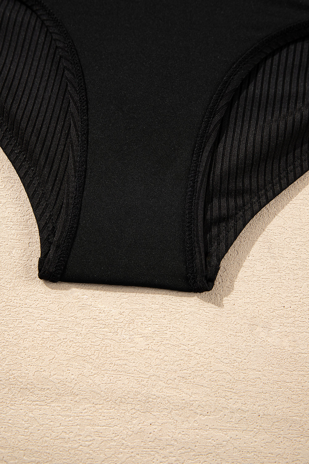Sky Blue Ribbed Knit Tribal Contrast Detail 2pcs High Waist Swimsuit