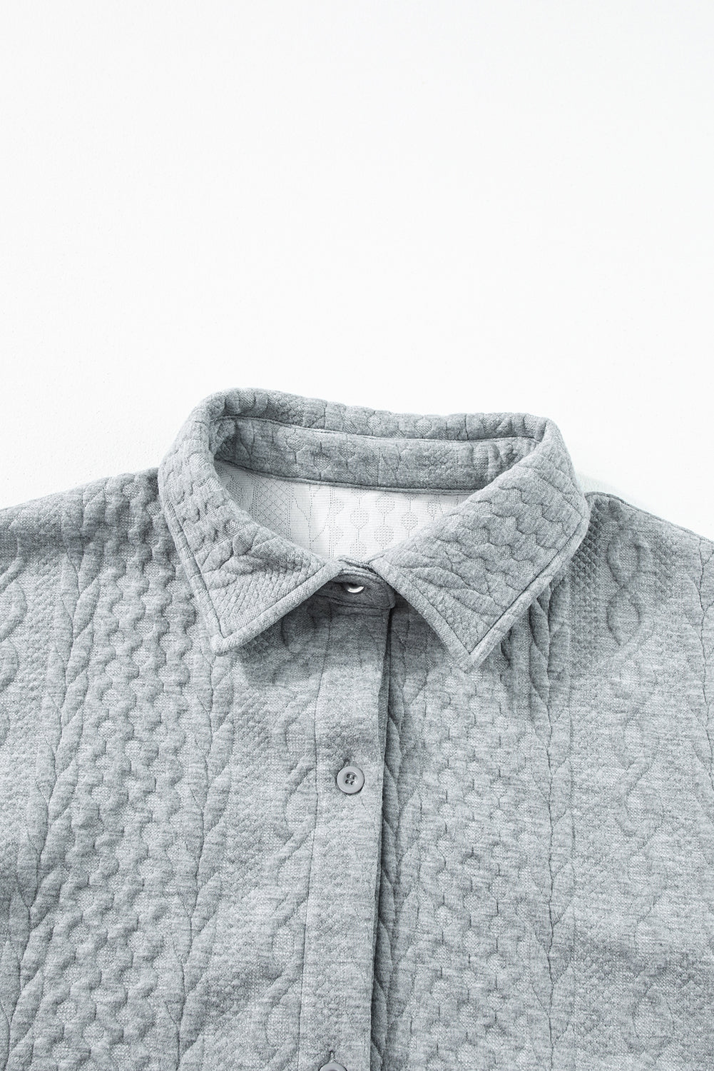 Sepia Rose Cable Texture Puff Sleeve Loose Shacket