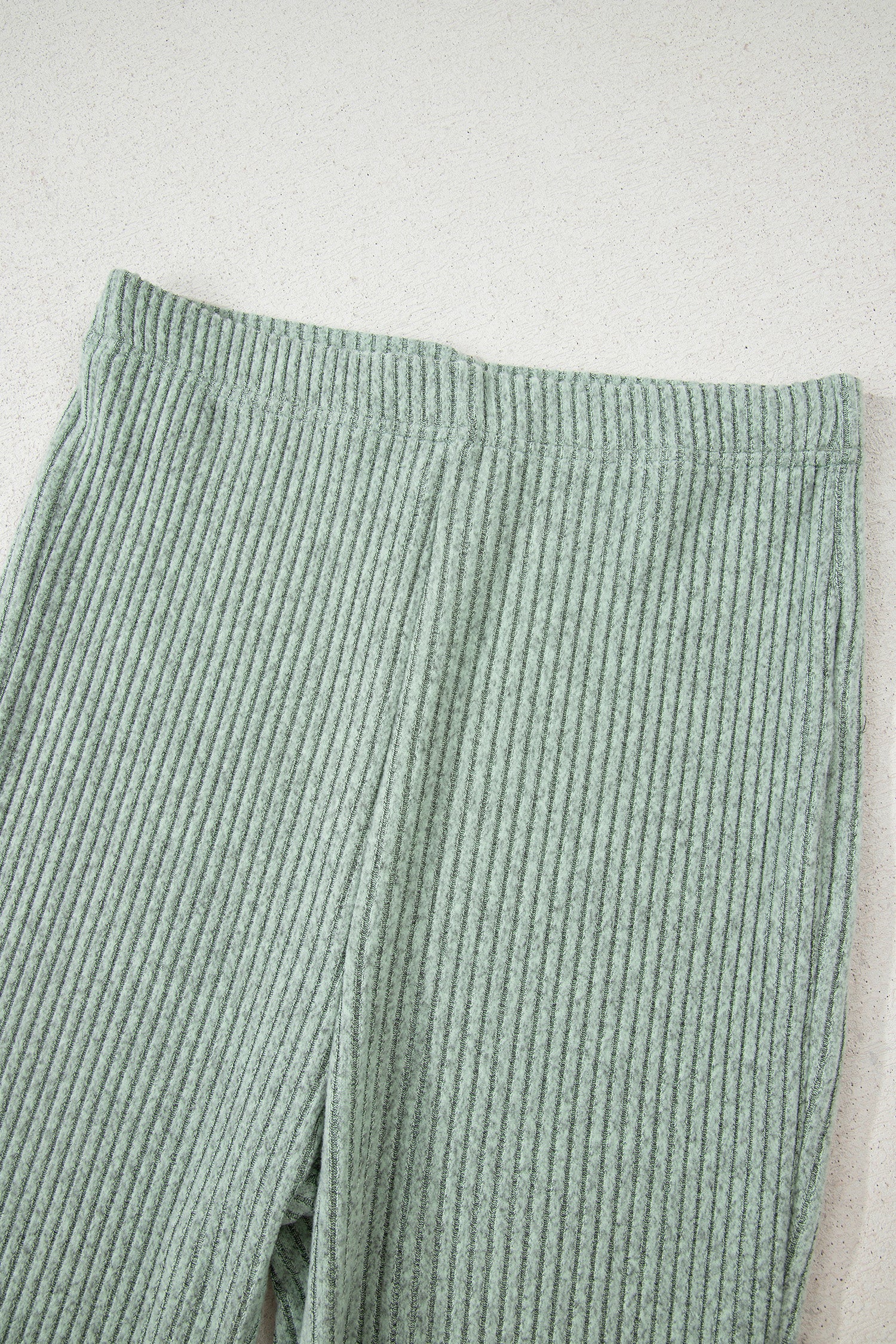 Black Ribbed Notched Neck Knit Long Sleeve Leggings Two Pieces Lounge Set