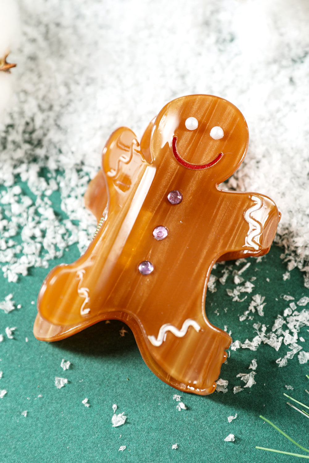 Thai Curry Pearl Rhinestone Gingerbread Man Hair Claw Clip