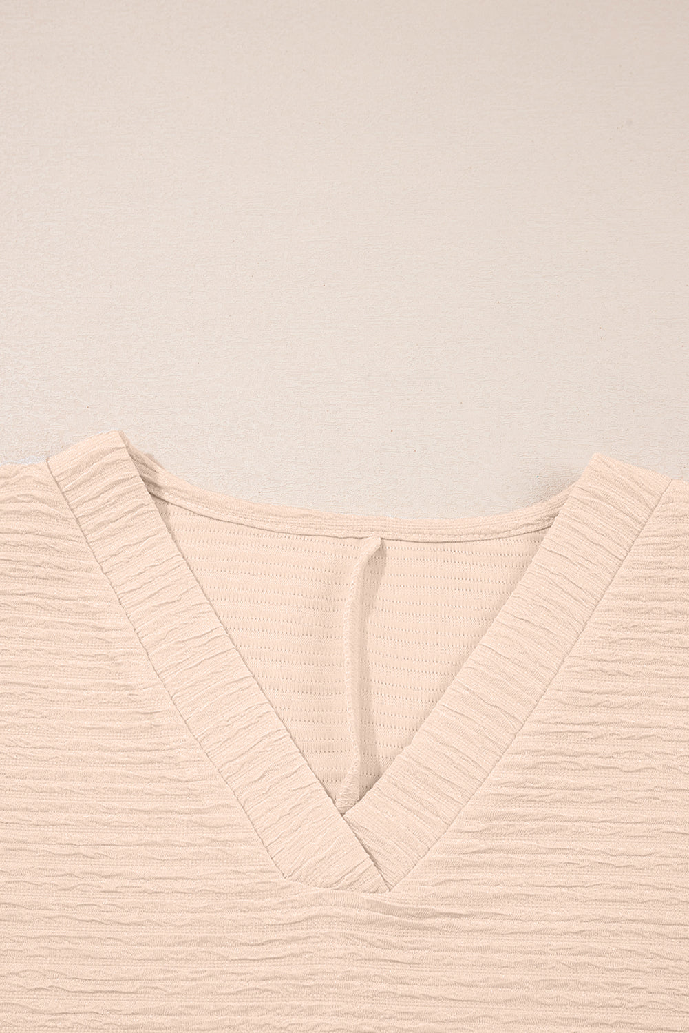 Pink Textured V Neck T Shirt and Shorts Set