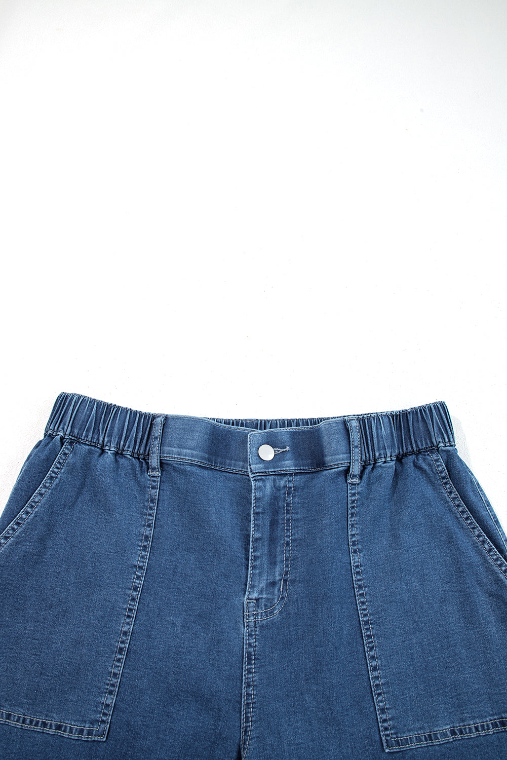 Black Plus Size Elastic Waist Ruffled Wide Leg Denim Pants