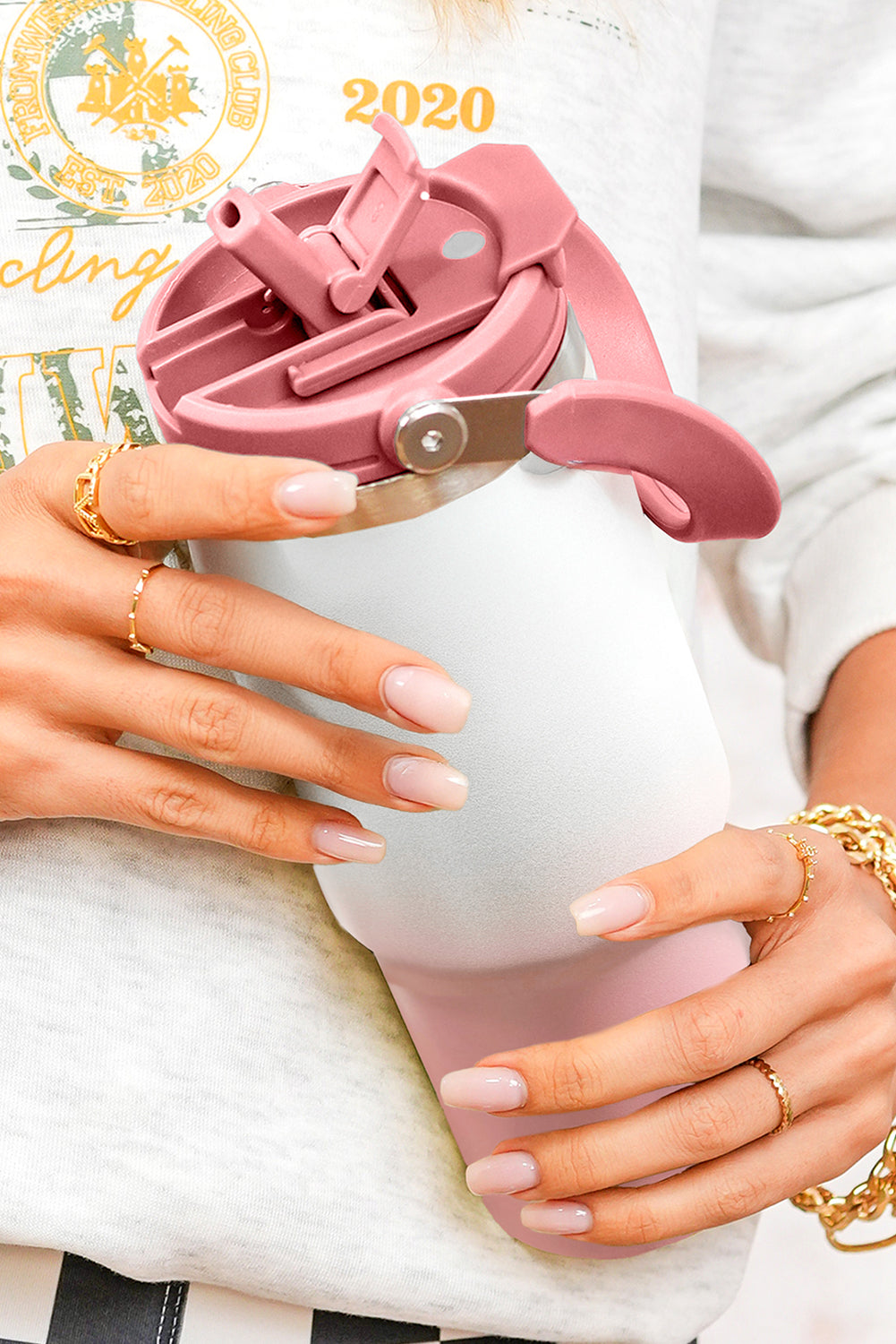 Pink Minimalist Handle Stainless Steel Insulated Cup 1000ML