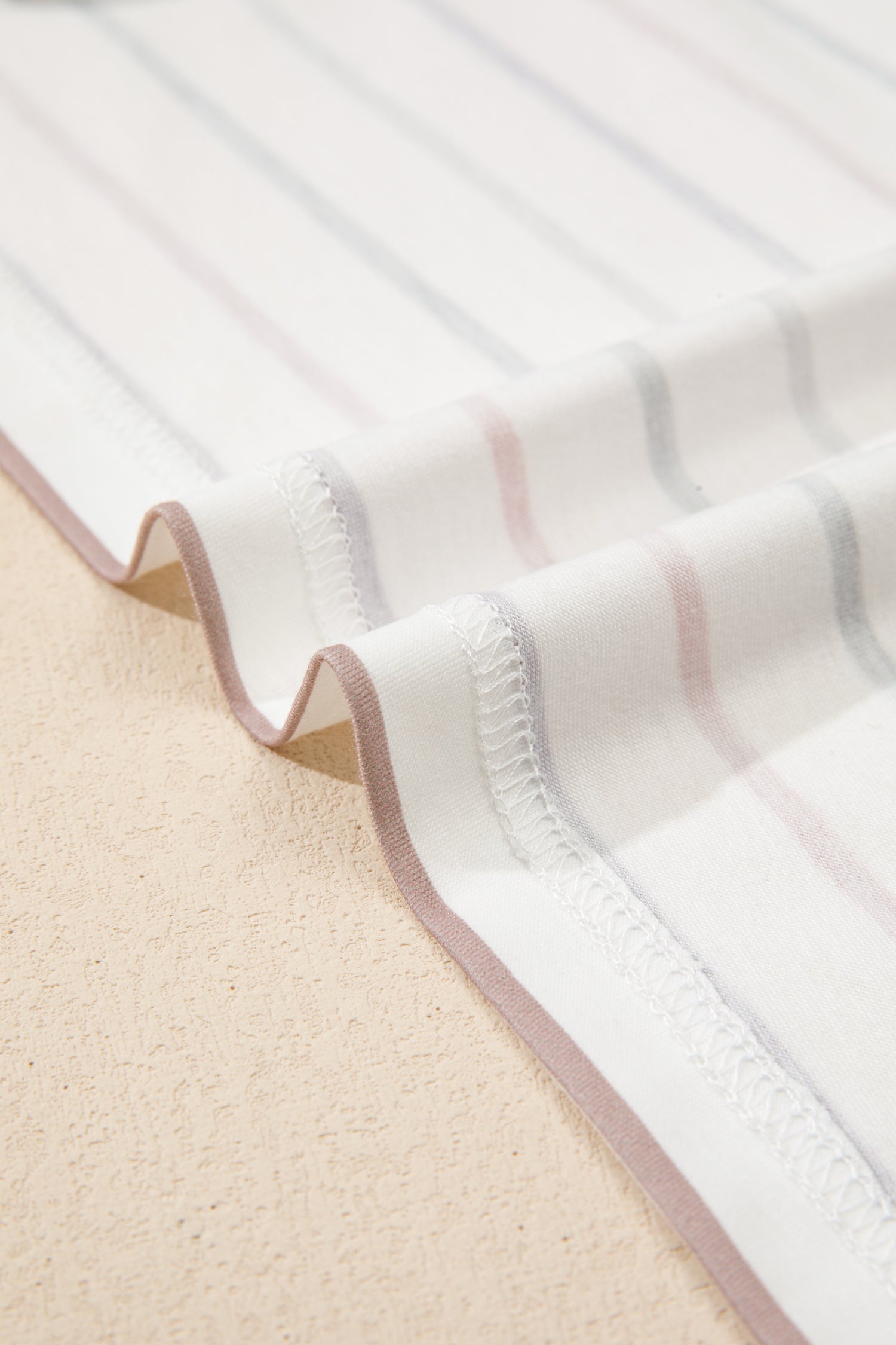 White Stripe V Neck Casual Plus Size Tee