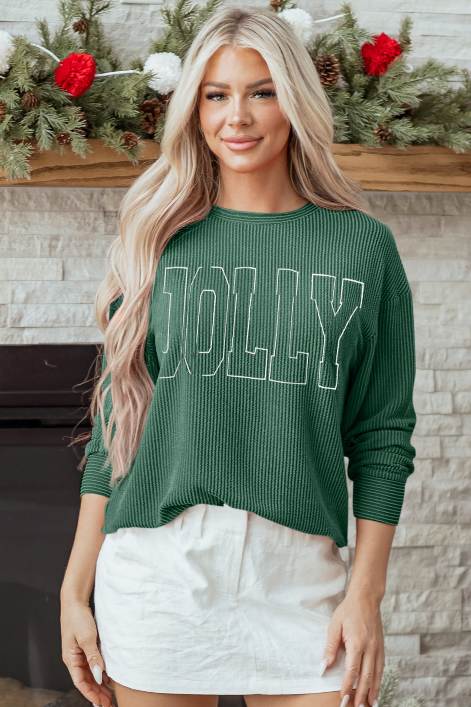 Black MERRY Corded Long Sleeve Top and Pockets Pants Set