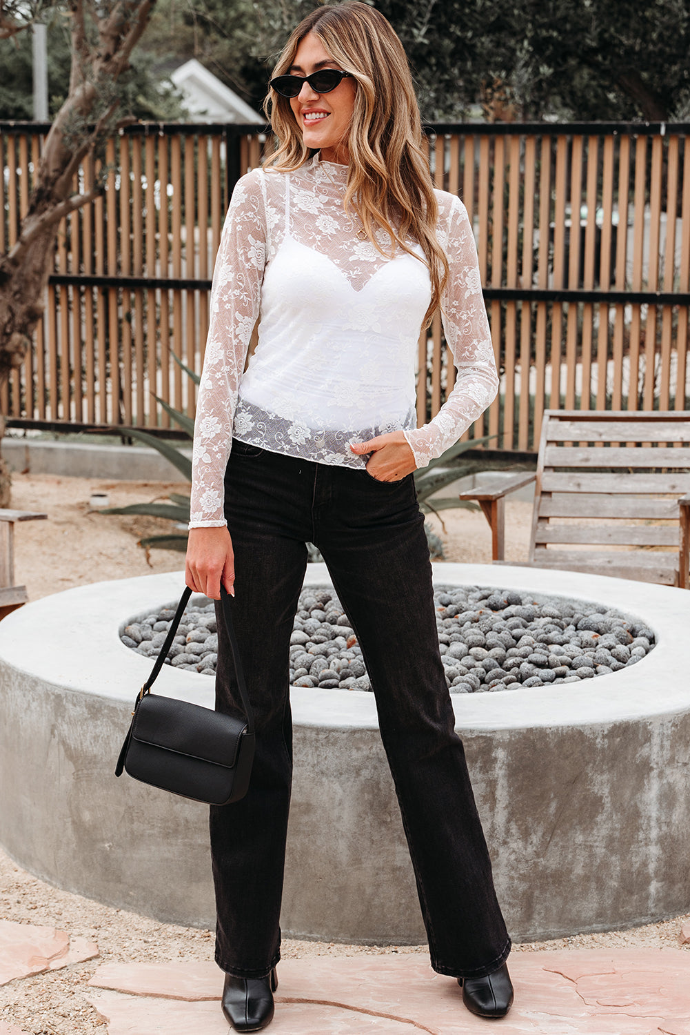 Black Floral Lace Mesh Short Sleeve Sheer Top