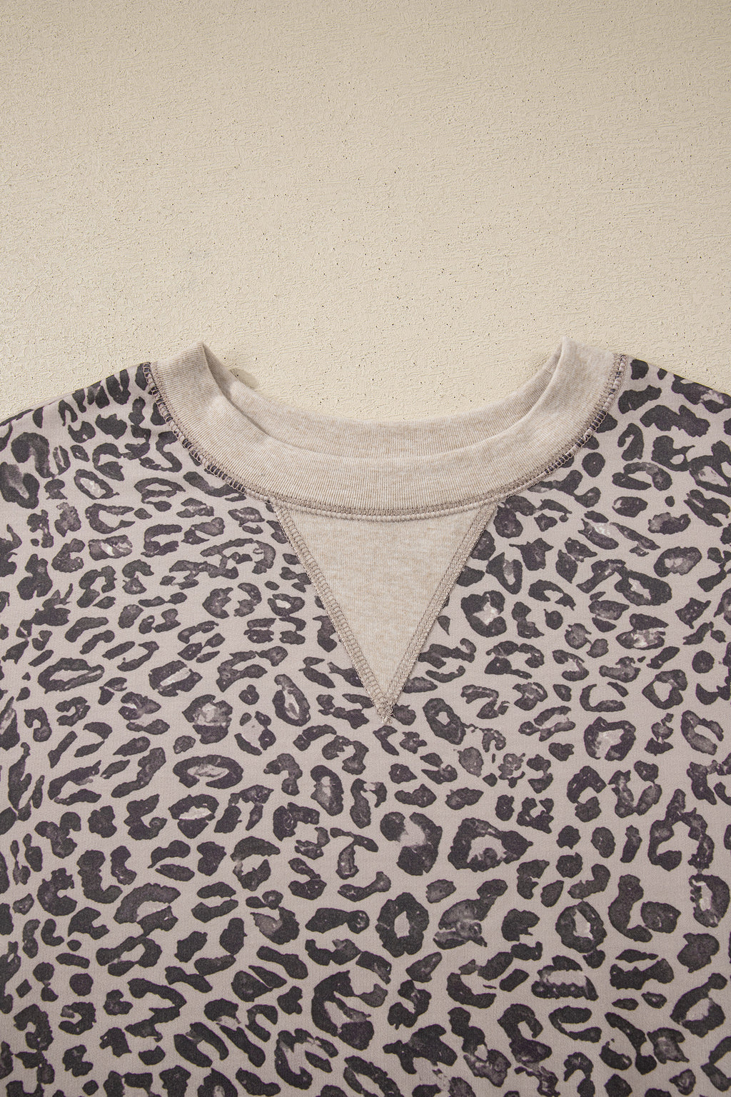 Brown Leopard Print Patchwork Crew Neck Sweatshirt