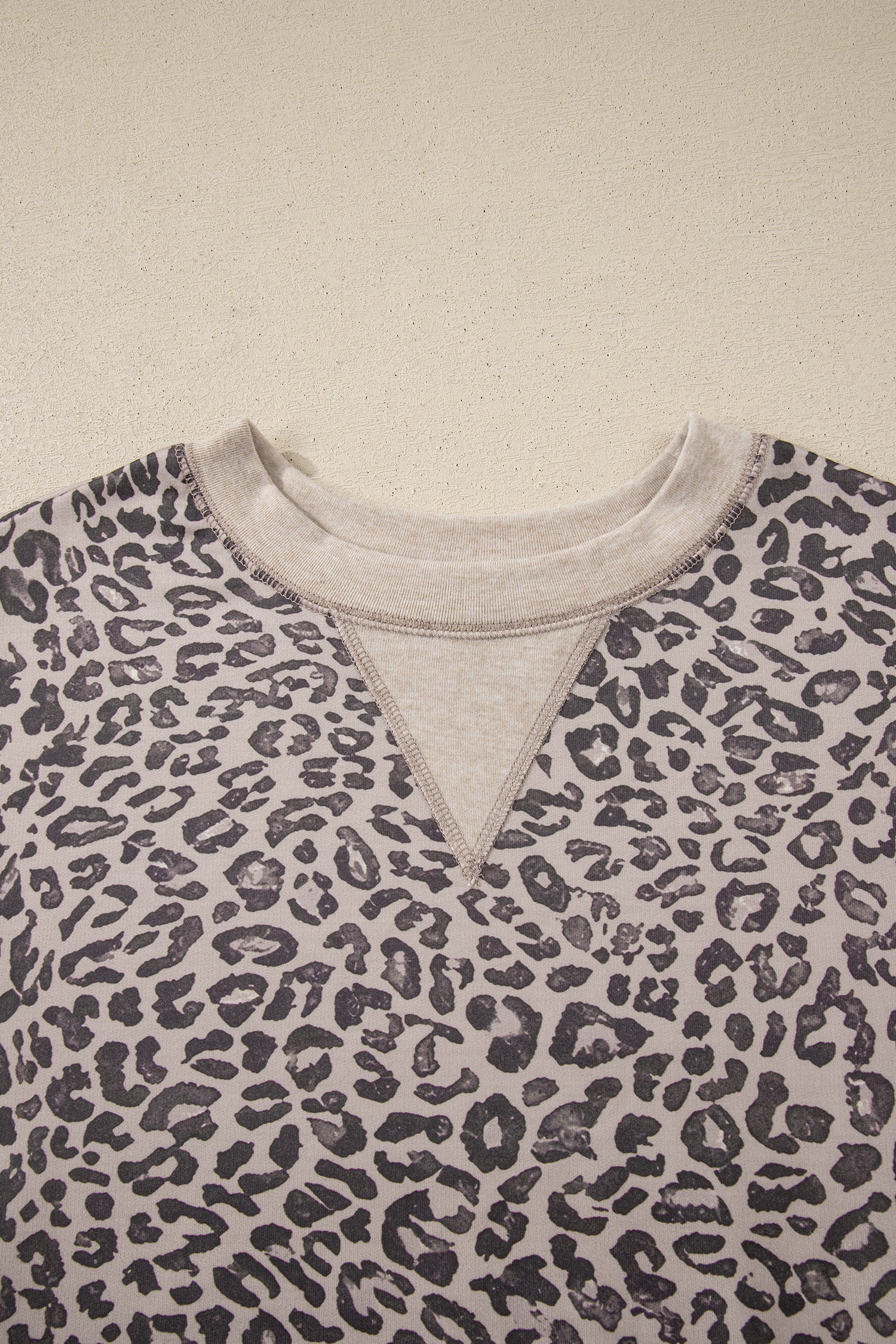 Brown Leopard Print Patchwork Crew Neck Sweatshirt