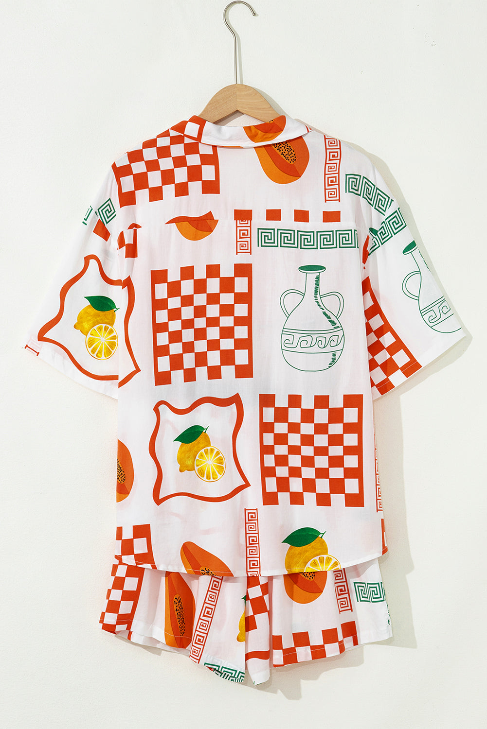 Orange Lemon Pawpaw Print Half Sleeve Shirt and Pants Set