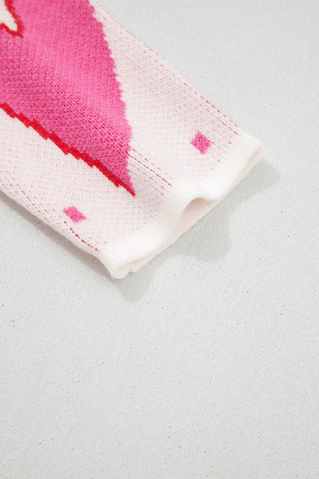 White Splendid Heart Print Valentines Day Sweater
