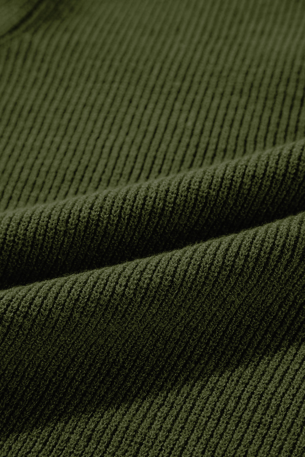 Moss Green Lightweight Ribbed Knit Button Front V Neck Cardigan