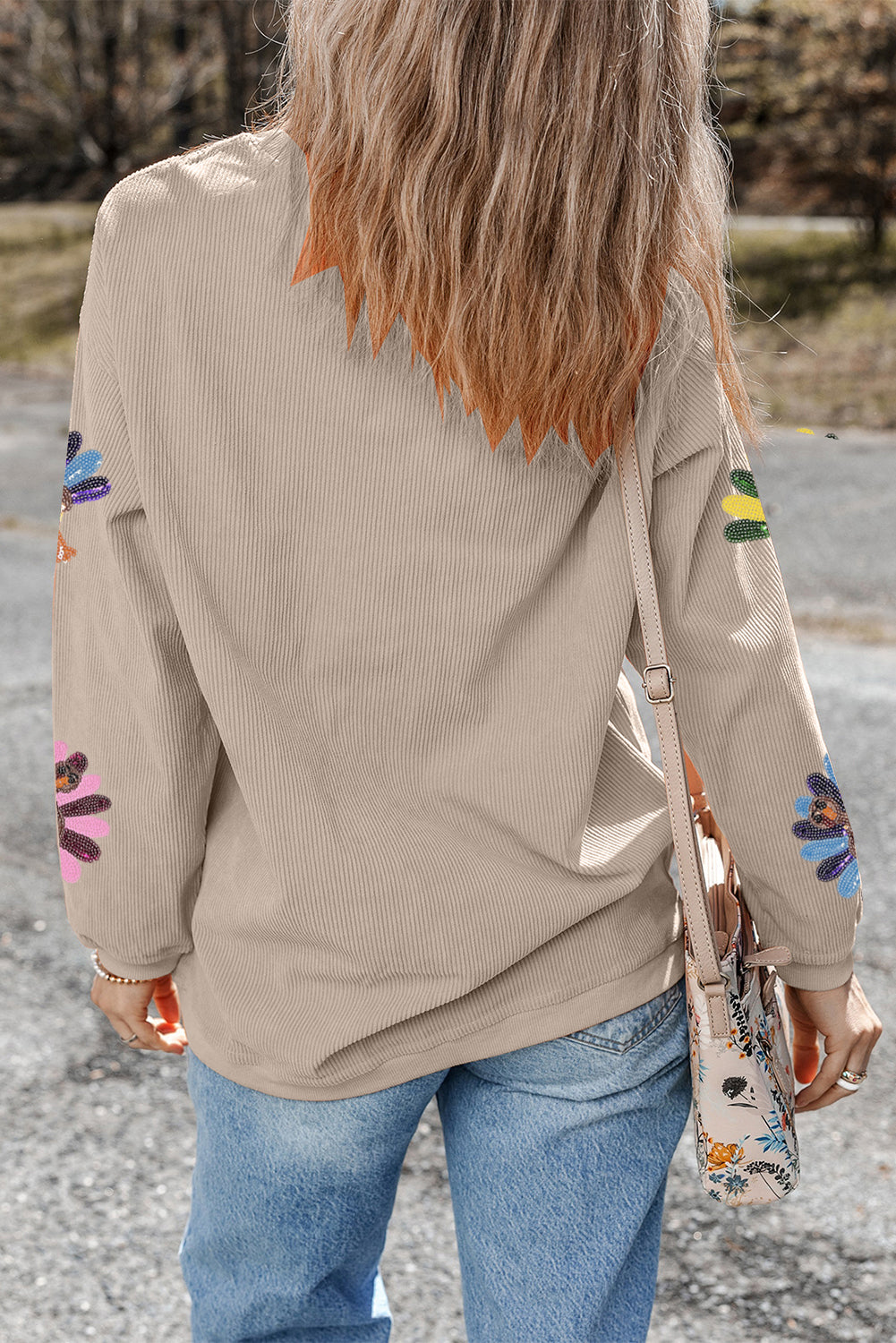Orange Turkey Graphic Corded Baggy Sweatshirt