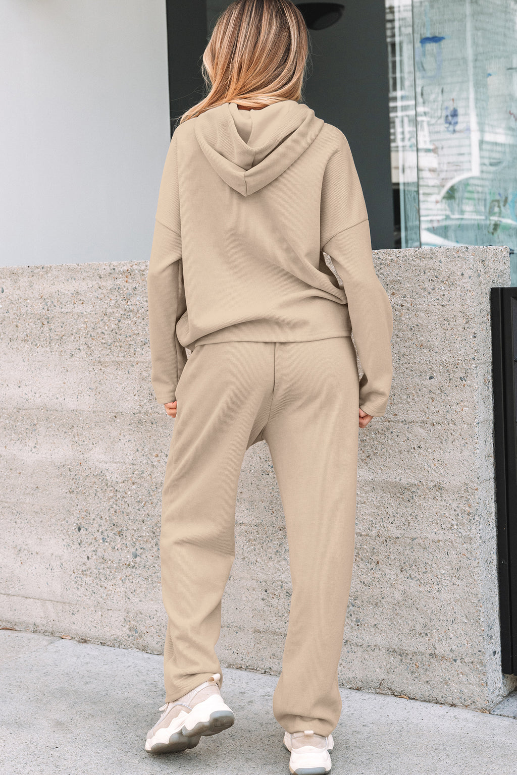 Gray Morn Corduroy Leopard Drawstring High Waist Trousers