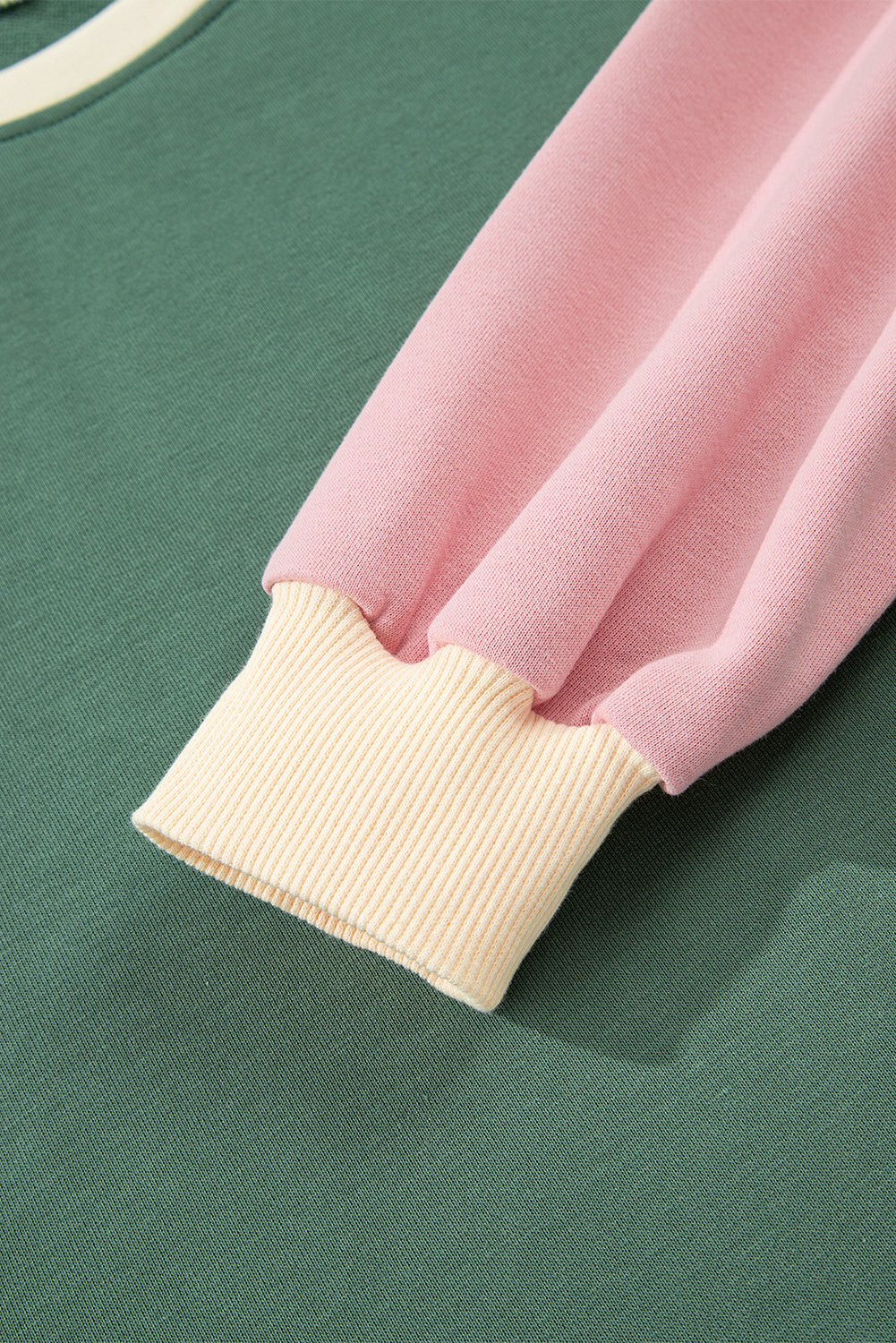 Apricot 2pcs Color Block Pullover Loose Pant Set