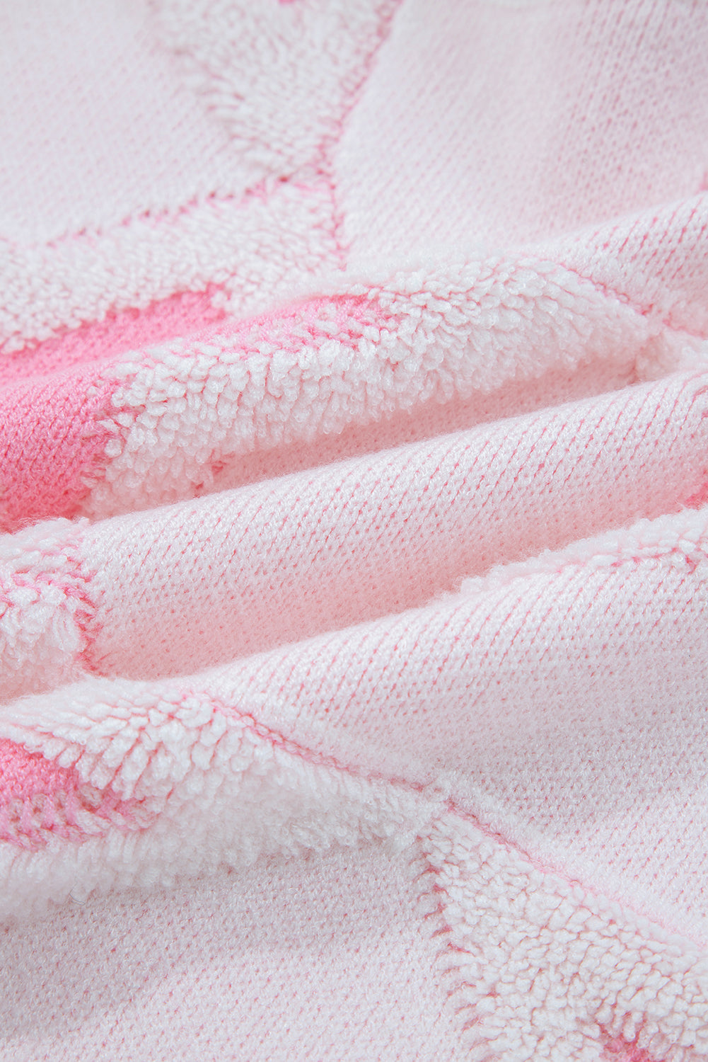 Sachet Pink Oversized Cute Star Pattern Ribbed Edge Drop Shoulder Sweater