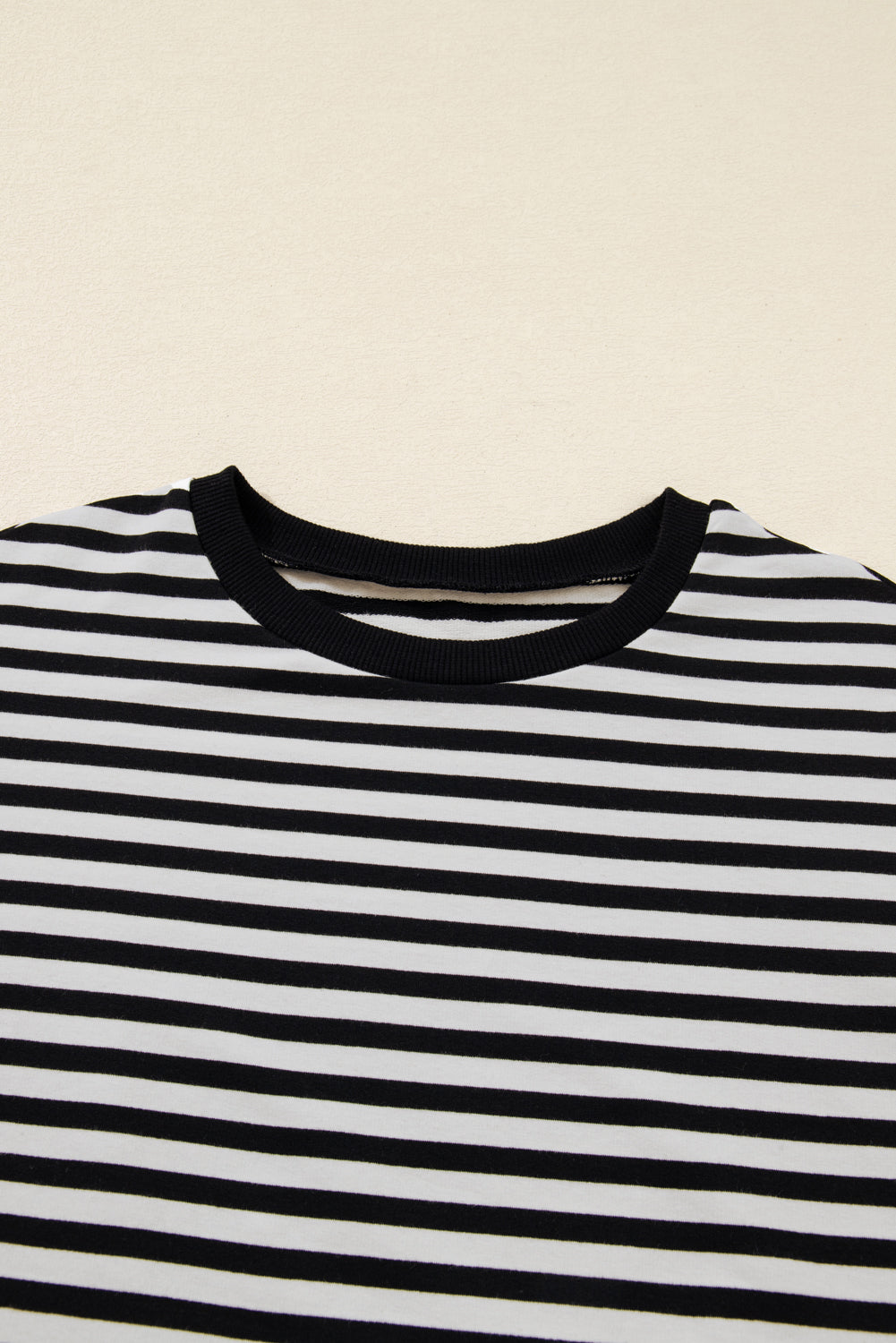 Racing Red Striped Print Drop Shoulder Lace Trim Bracelet Sleeve Loose Top