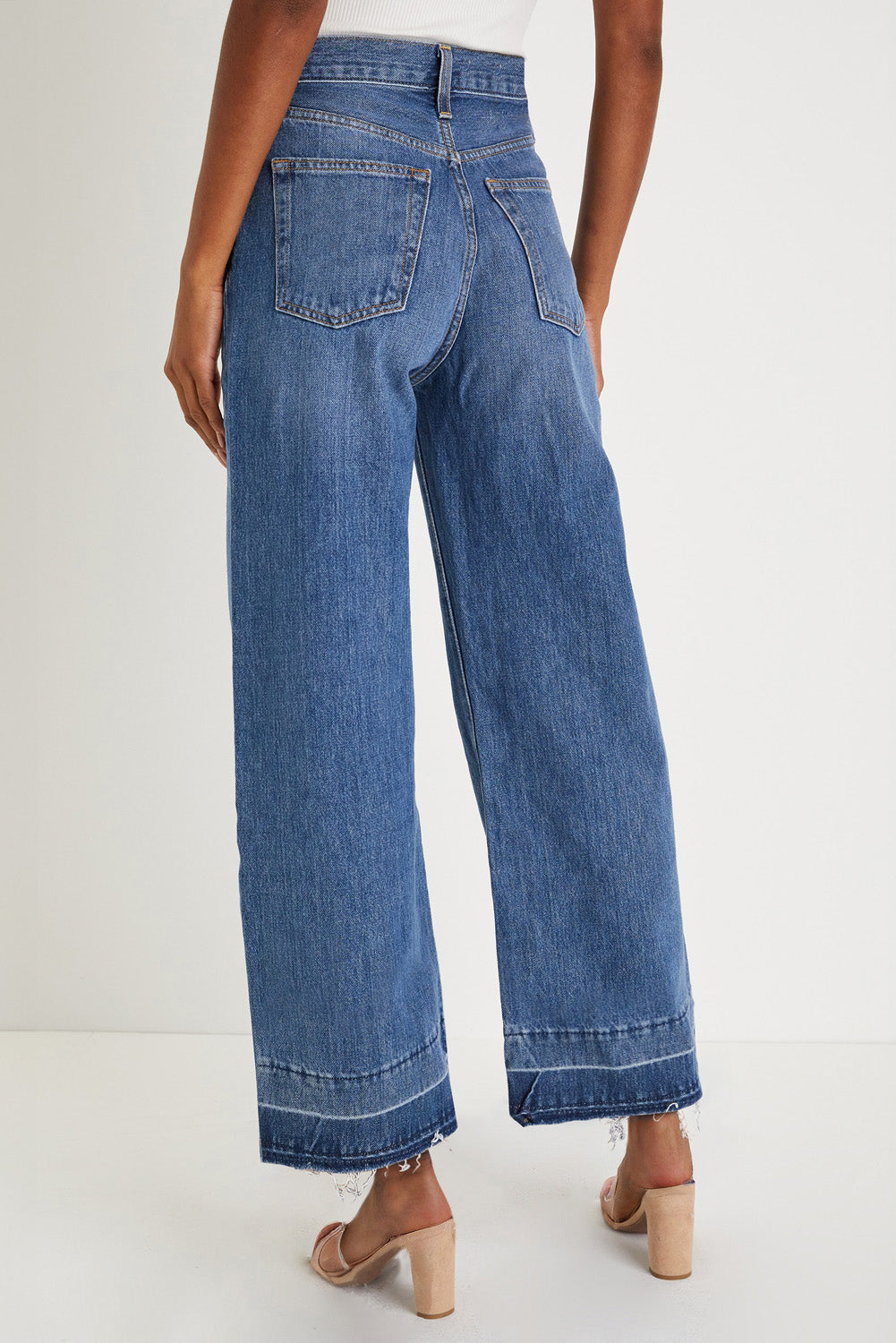 Gray Raw Hem Straight Leg Loose High Waist Jeans