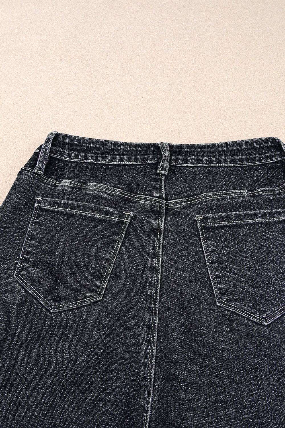 Black Plain Seam Detail Flared Bottom Ankle Length Jeans