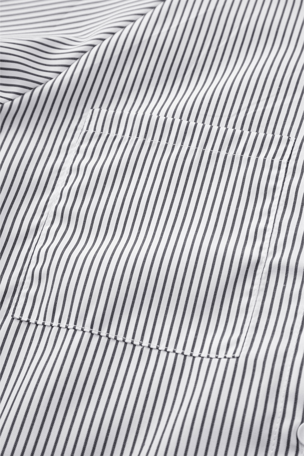 Red Stripe Smocked Cuffed Striped Boyfriend Shirt with Pocket