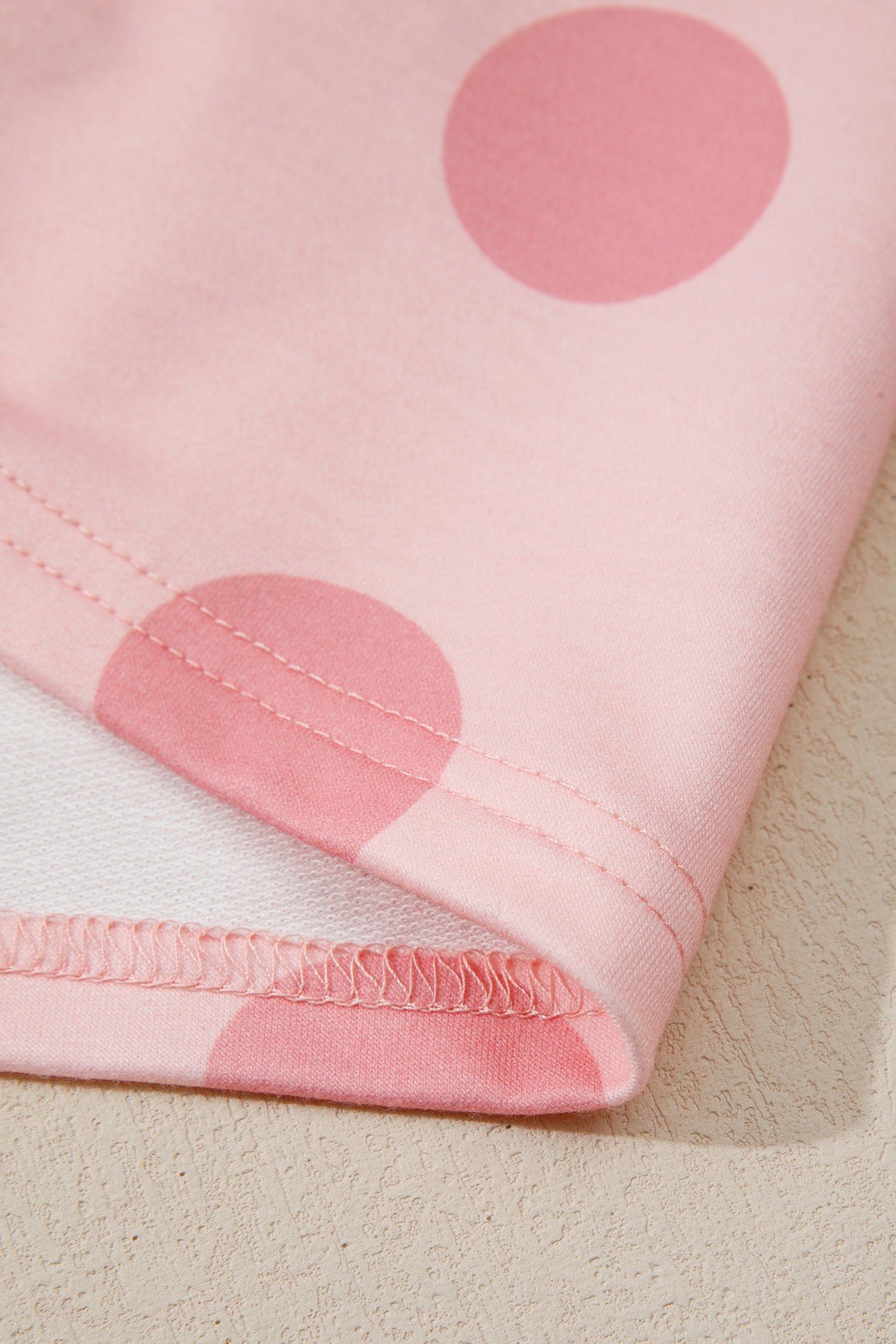 Beige Polka Dot Print Drop Shoulder Pullover Drawstring Jogger Pant Set