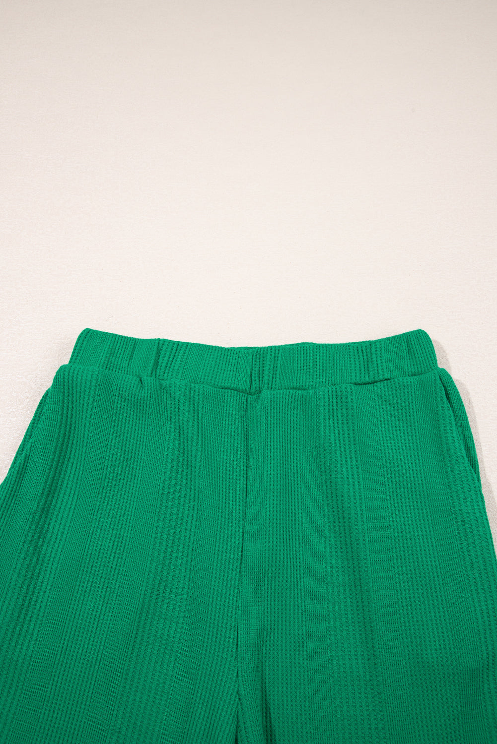 Beau Blue Solid Color Ribbed Ruffle Tank Top and Pants Set