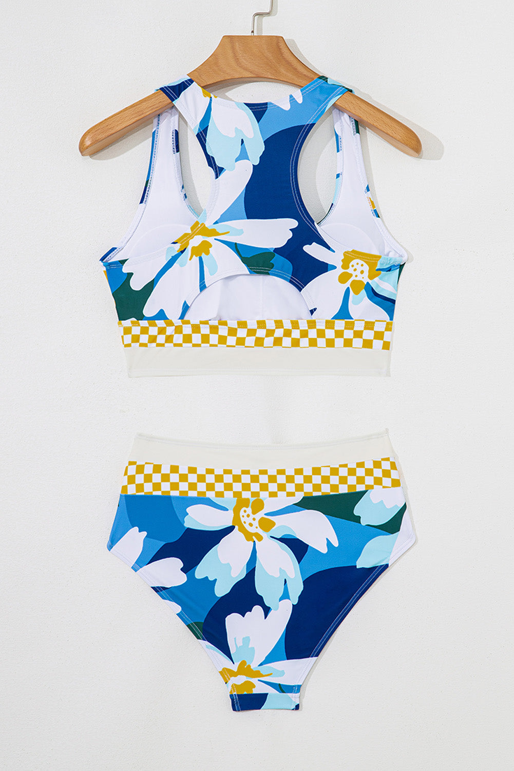 Dearlove Green Floral Print Racerback Cutout High Waist 2pcs Bikini