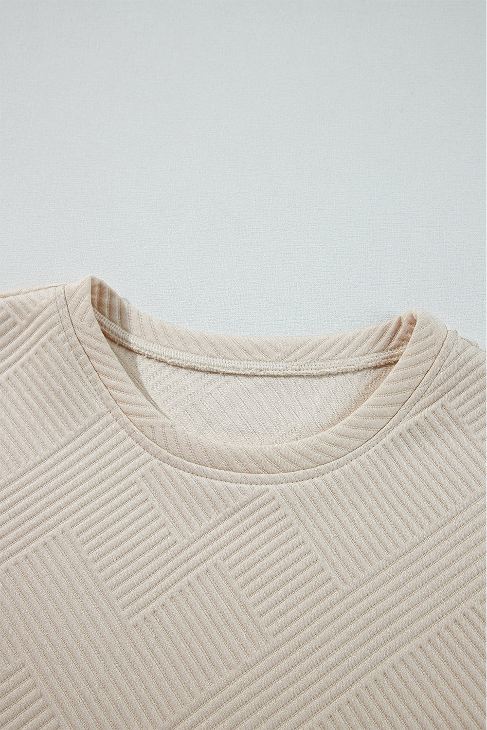 Gray Solid Color Textured Long Sleeve Shift Dress