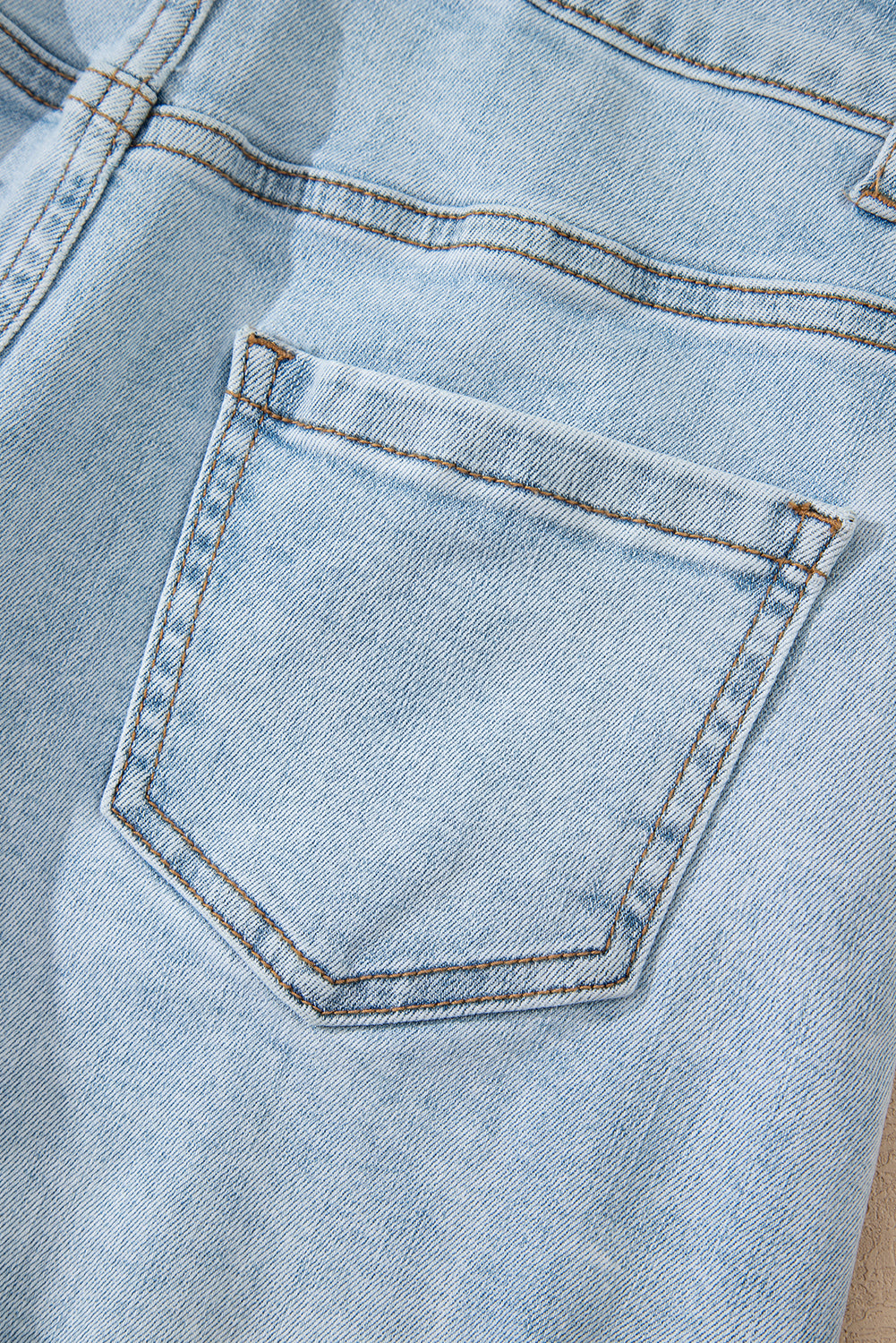 Beau Blue High Rise Distressed Raw Hem Denim Shorts