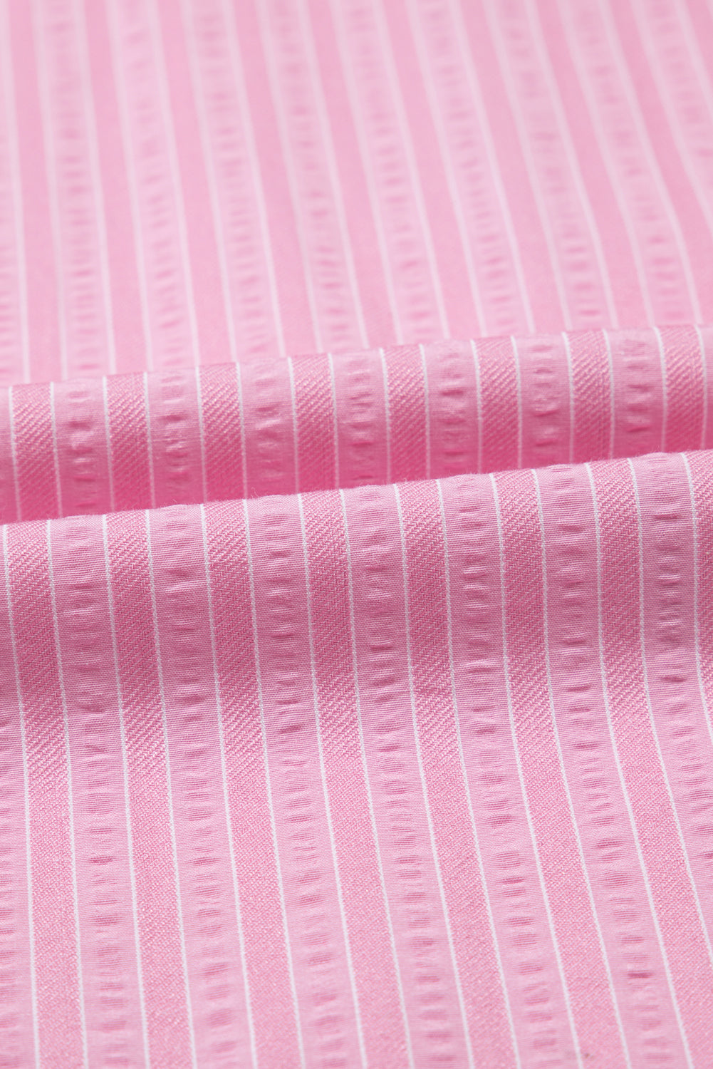 Pink Stripe V Neck Puff Short Sleeve Maxi Dress