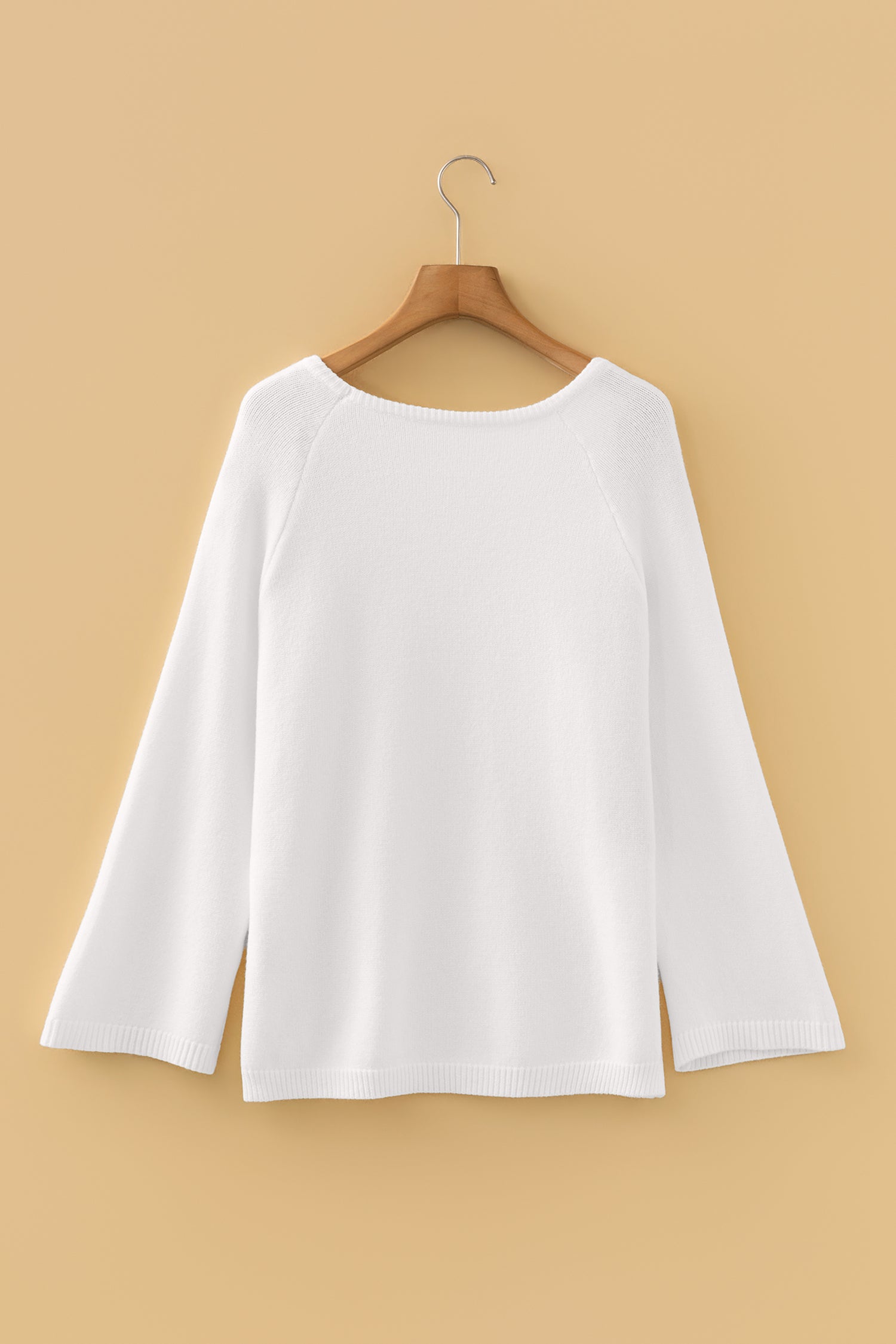 Sky Blue Solid Color Knit Loose Bracelet Sleeve Dolman Sweater