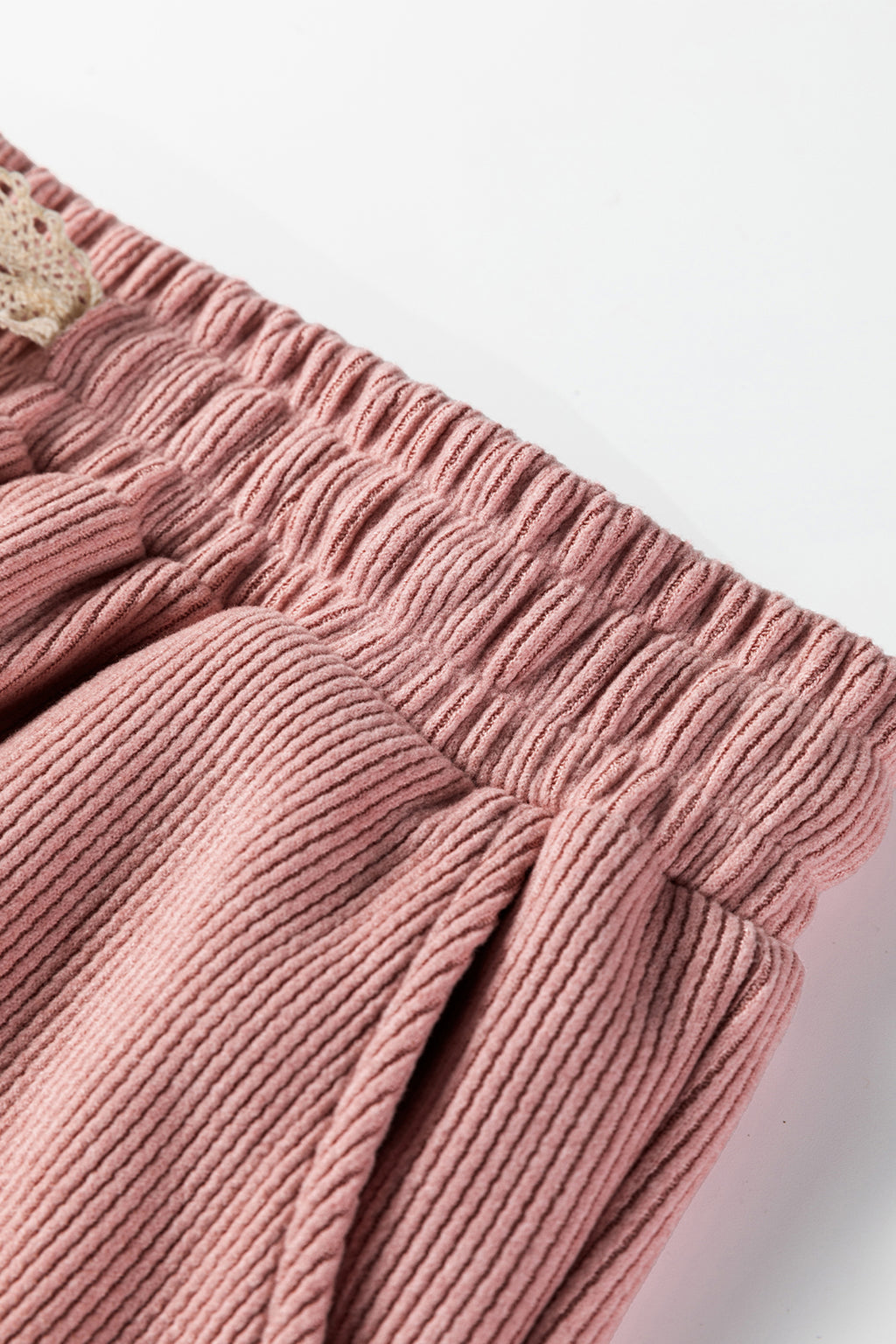 Gray Morn Corduroy Leopard Drawstring High Waist Trousers