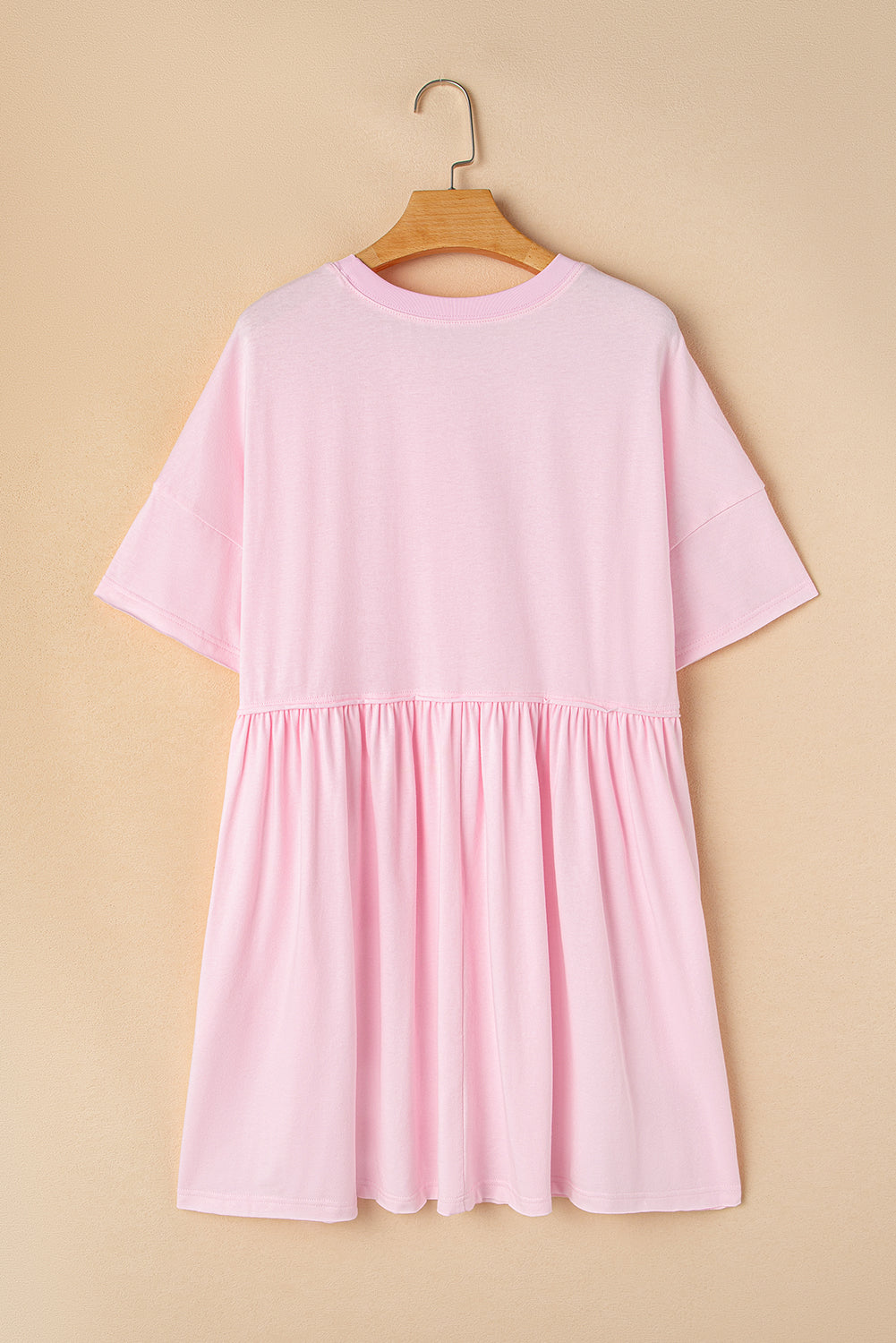 Sky Blue Solid Color Pocketed Raw Edge Babydoll Dress